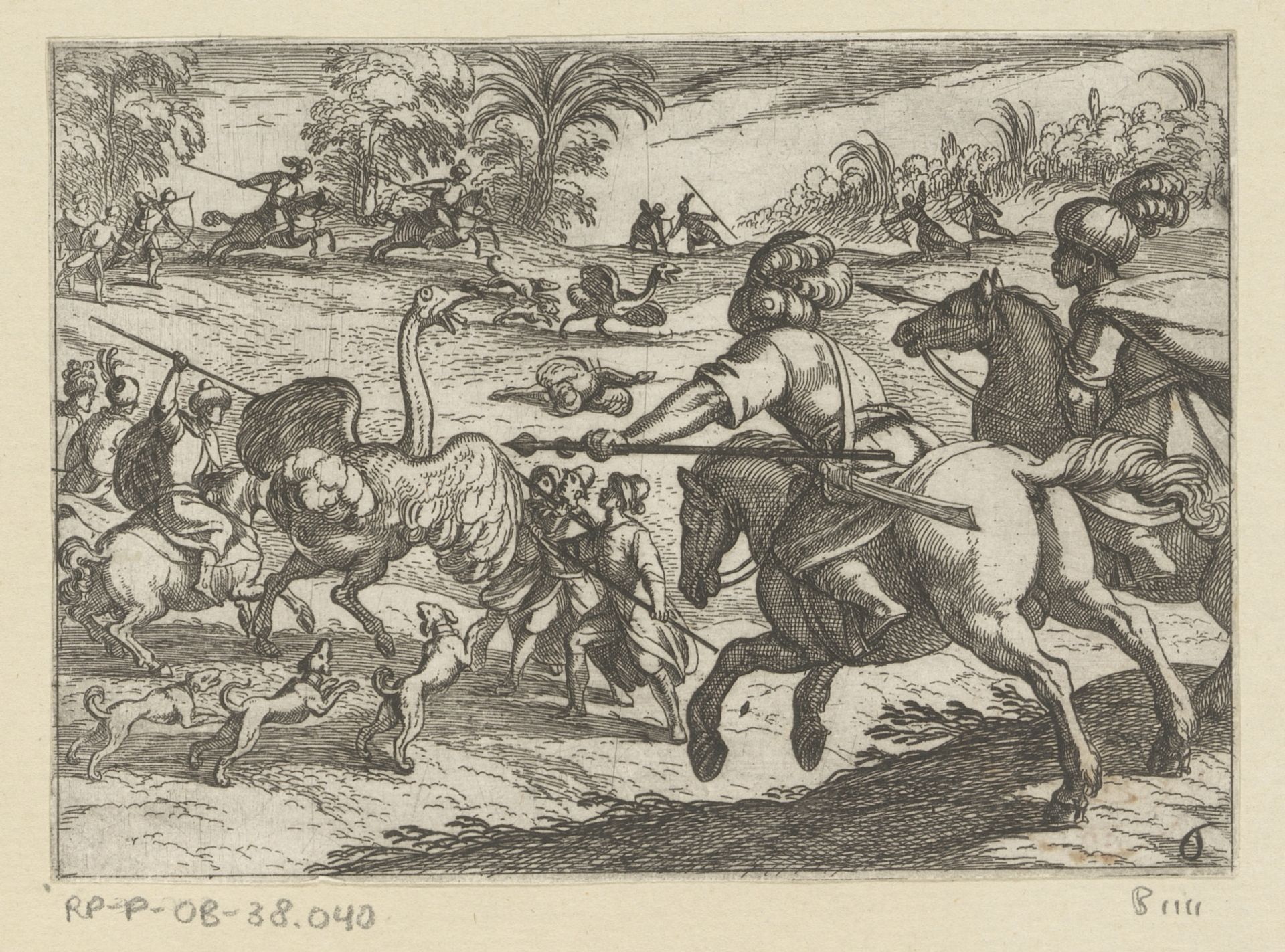 Jacht op struisvogels by Antonio Tempesta