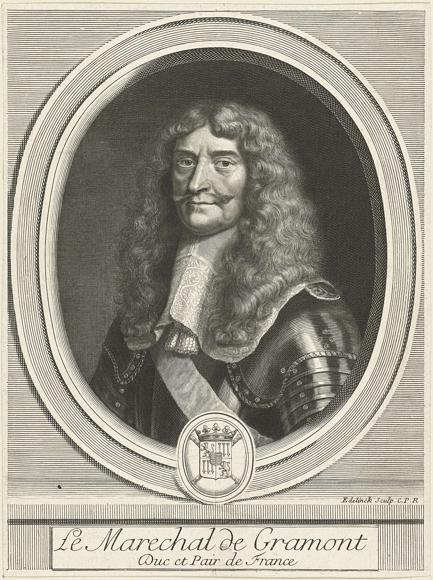 Portret van Antoine III de Gramont by Gérard Edelinck
