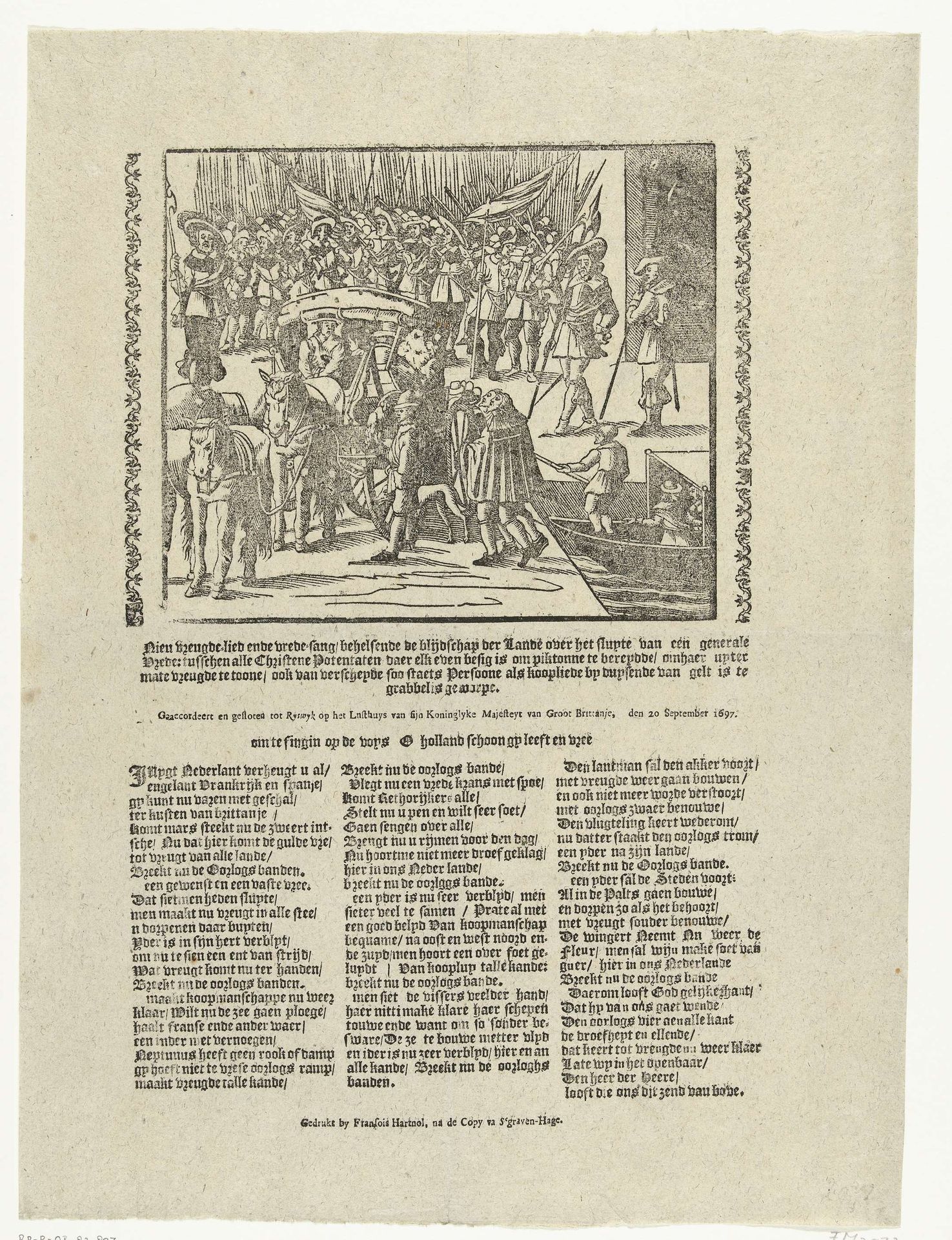 Vreugdelied bij de viering van de Vrede van Rijswijk, 1697 by Anonymous