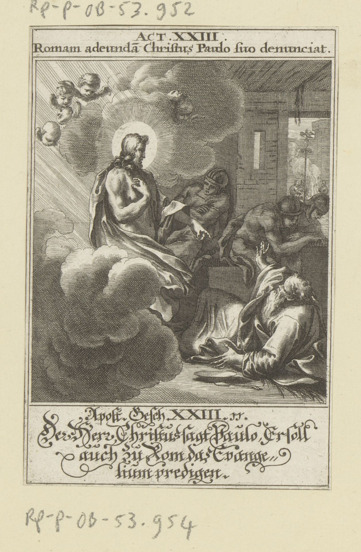 Christus verschijnt aan Paulus en zegt hem naar Rome te gaan by Anonymous