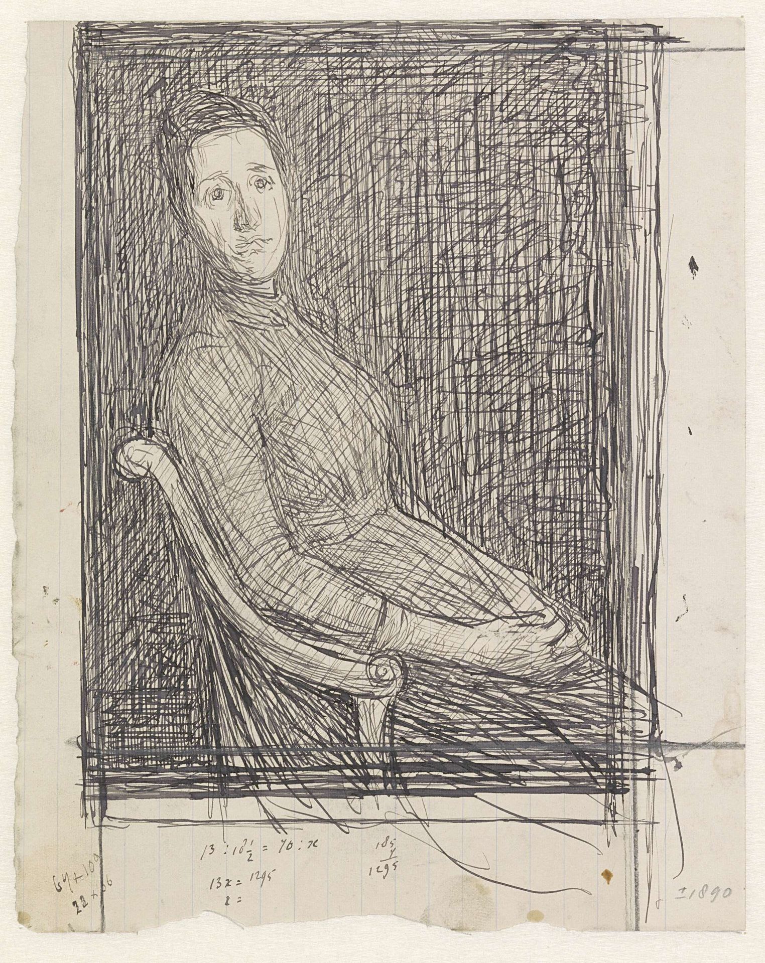 Portret van Anna Dorothea Veth-Dirks, zittend naar rechts by Jan Veth