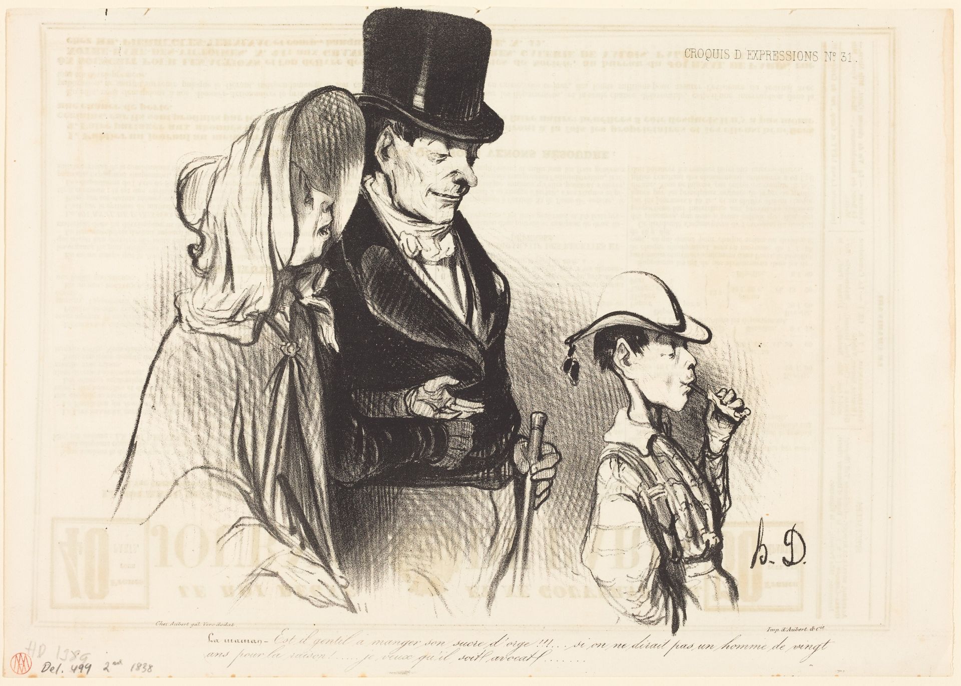 La Maman - Est-il gentil a manger son sucre d'orge!... by Honoré Daumier