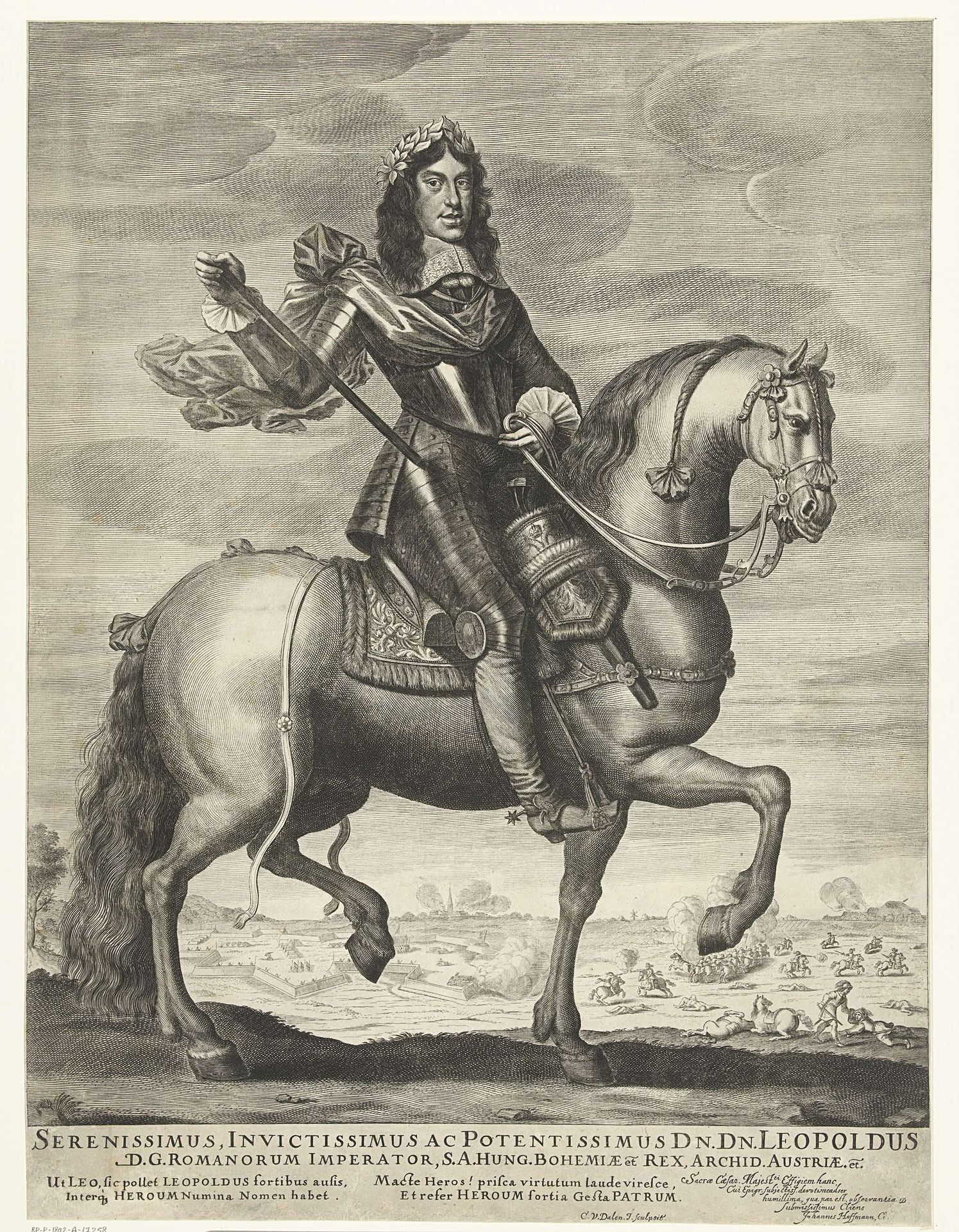 Portret van Leopold I, keizer van Duitsland, te paard by Cornelis van (II) Dalen