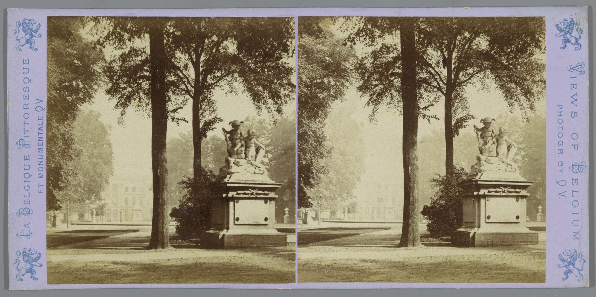 Warandepark in Brussel met een standbeeld uit 1784 met allegoriëen van de handel en de scheepvaart by Jules Hippolyte Quéval