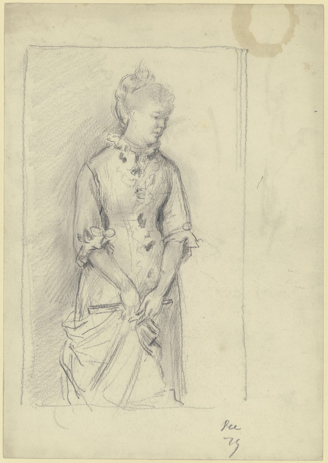Lady with fan by Otto Scholderer