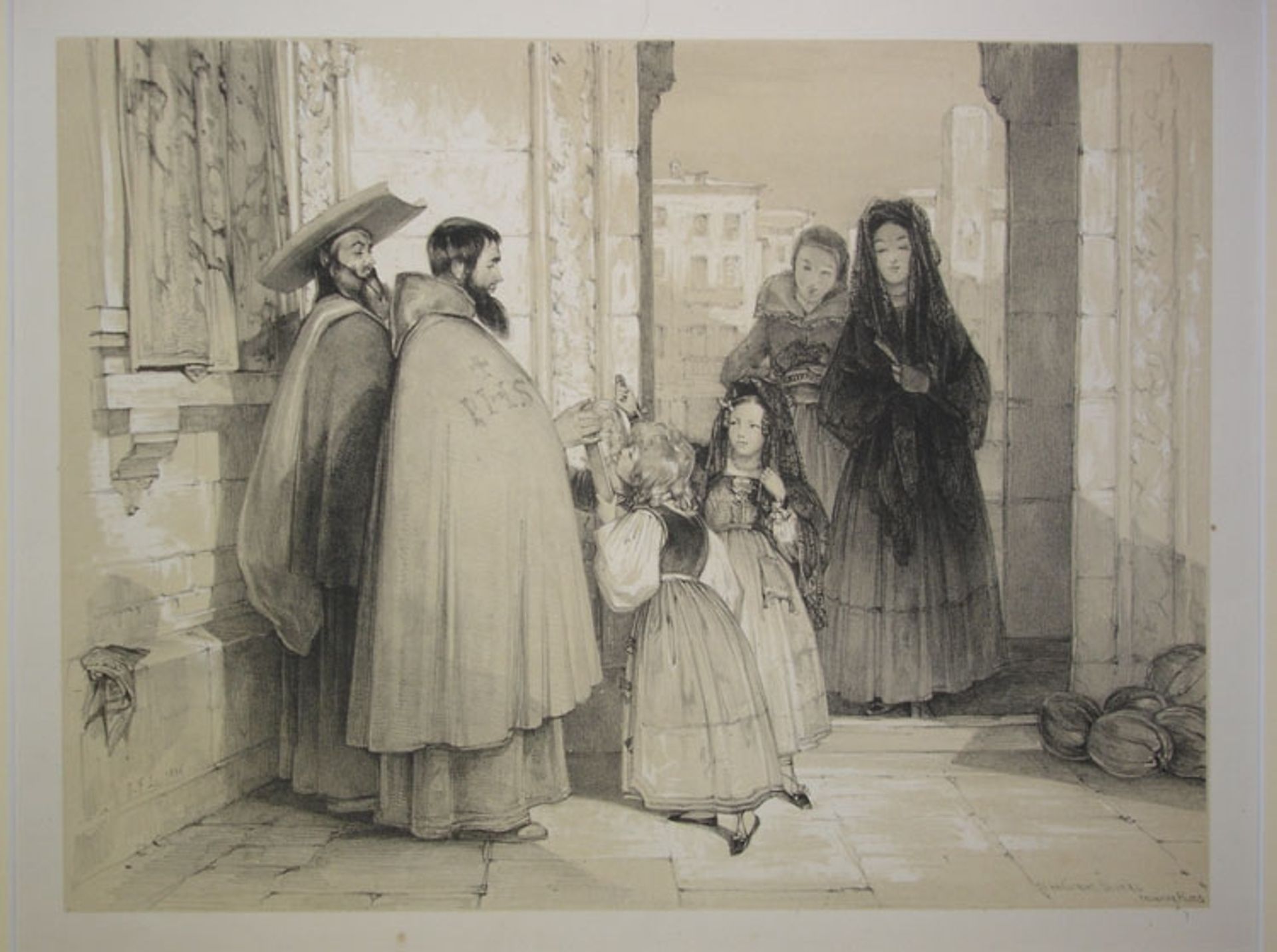 Mendicant Monks Receiving Alms by John Frederick Lewis
