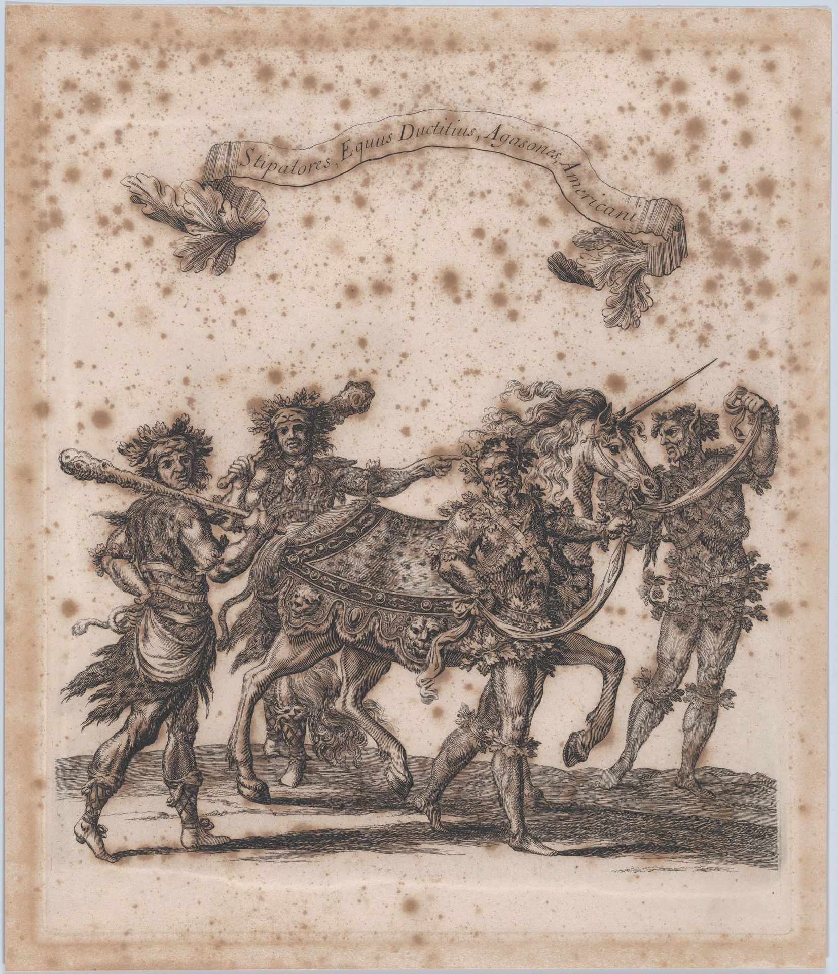 Stipatores, Equus Ductitius, Agasones, Americani, from 'Courses de Testes et de Bagues Faittes par Roy et par les Princes et Signeurs de sa Cour, en l'annee 1662' (Grand Carrousel) by François Chauveau