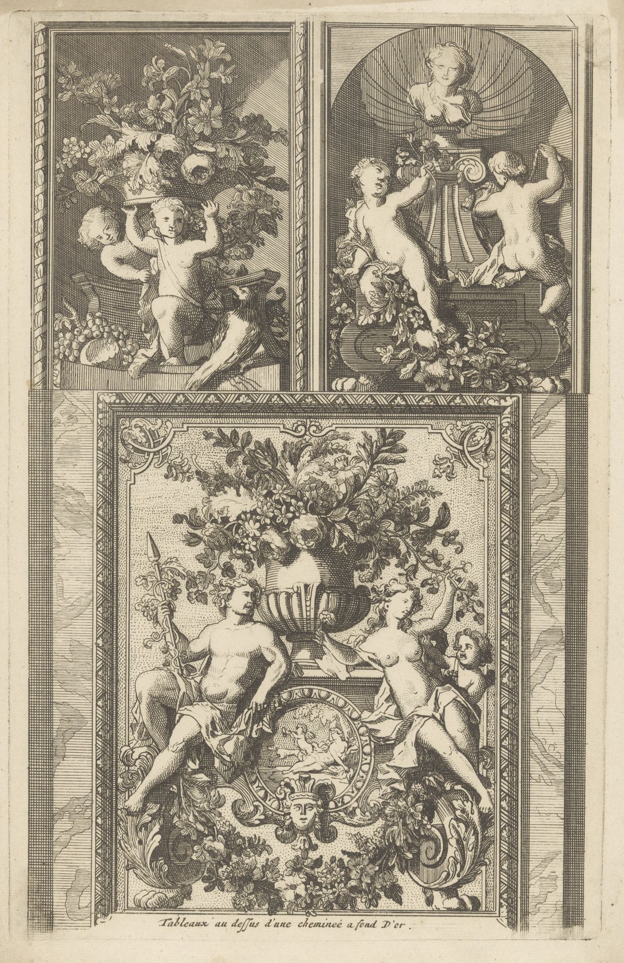 Twee dessus-de-portes en een schoorsteenstuk by Daniël (I) Marot
