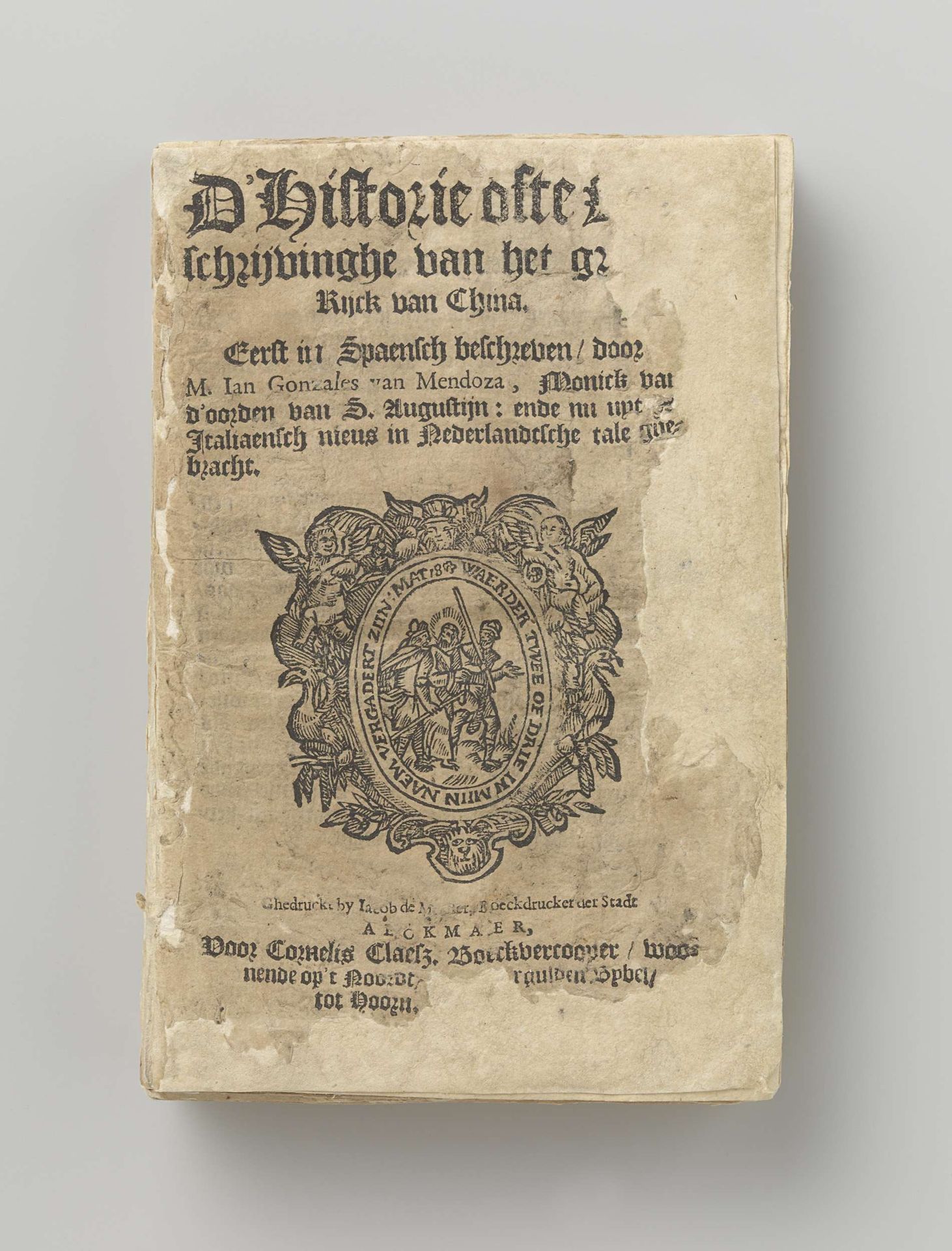 Title page of the early guide to China, D' Historie ofte Beschrijvinghe van het groote Rijck China by Juan Gonzalez de Mendoza