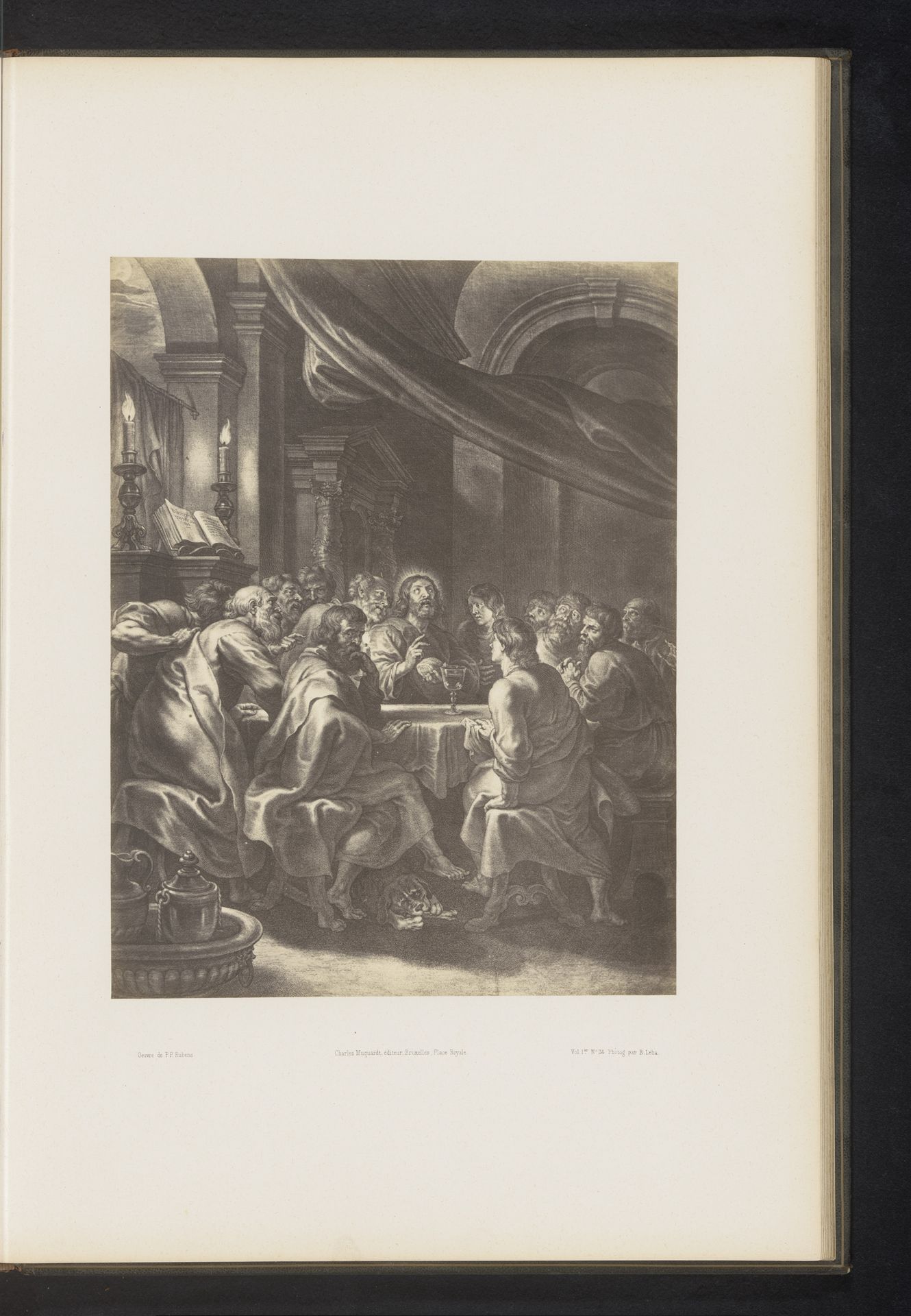 Fotoreproductie van een gravure van Het laatste avondmaal door Boëtius Adamsz. Bolswert, naar het schilderij door Peter Paul Rubens by Jean Louis Bargignac