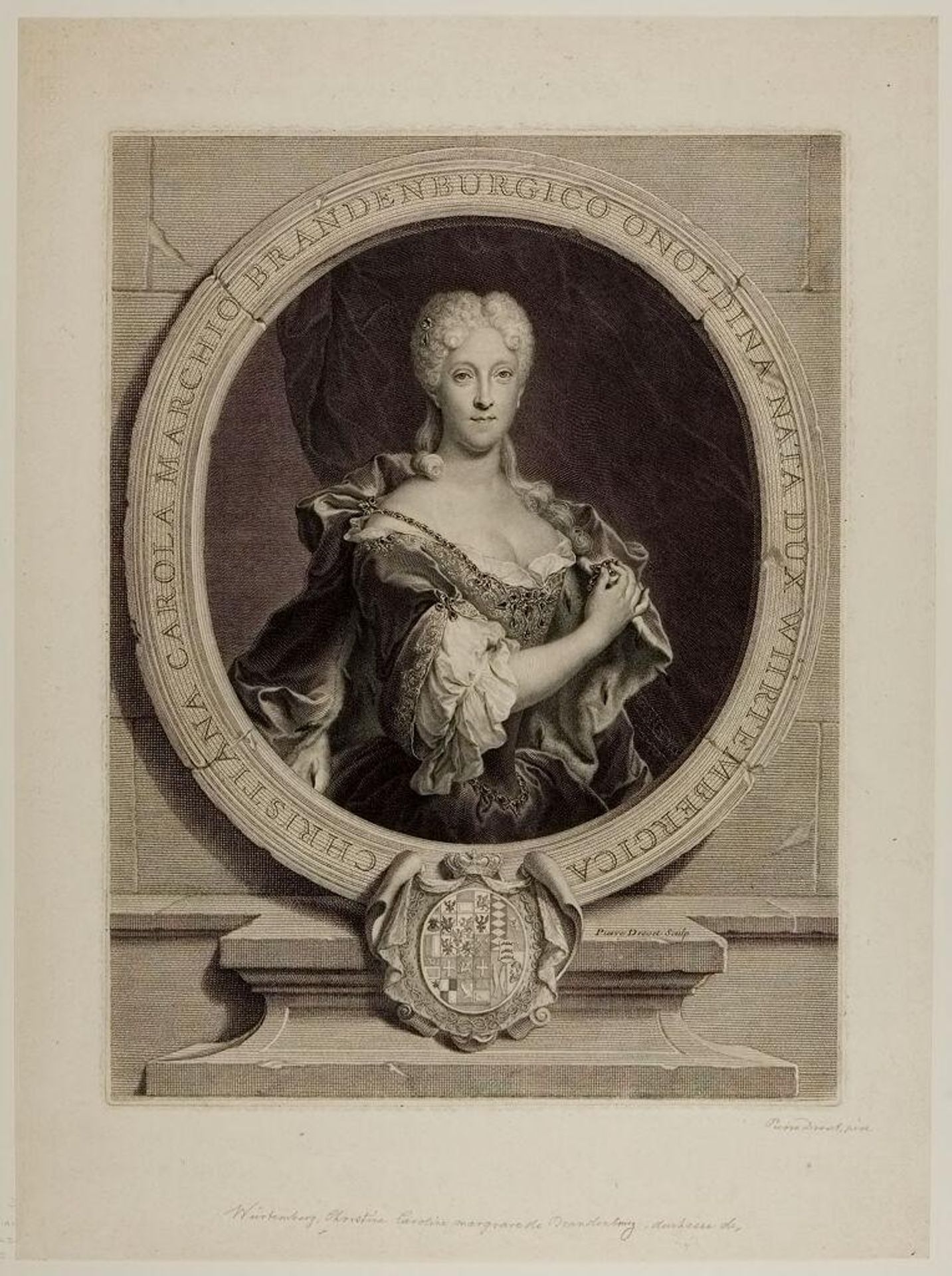 Christiane Charlotte of WÃ¼rttemberg-Winnental, Margravine of Brandenburg-Ansbach by Pierre Drevet