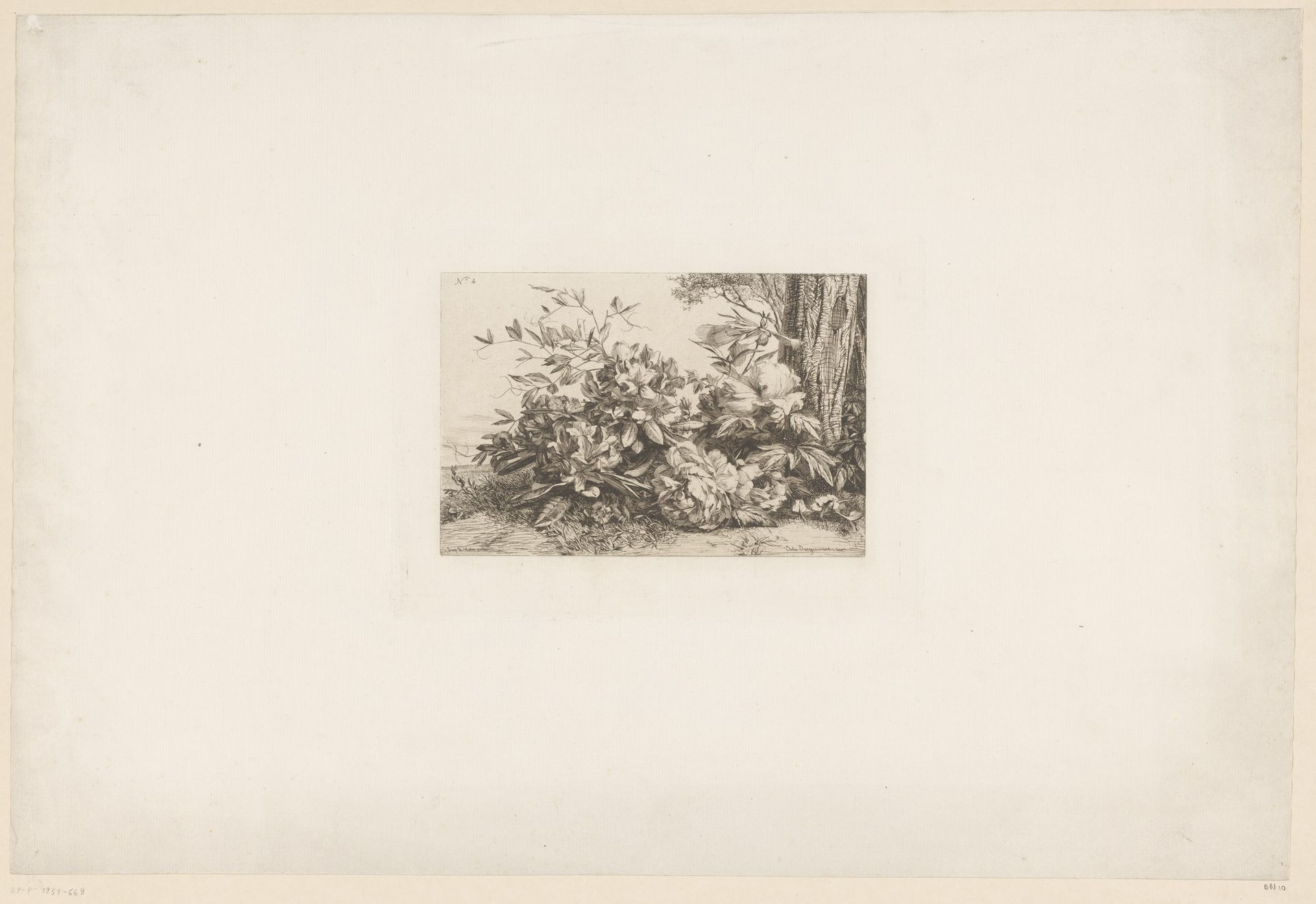 Pioenrozen bij een boom by Jules Ferdinand Jacquemart