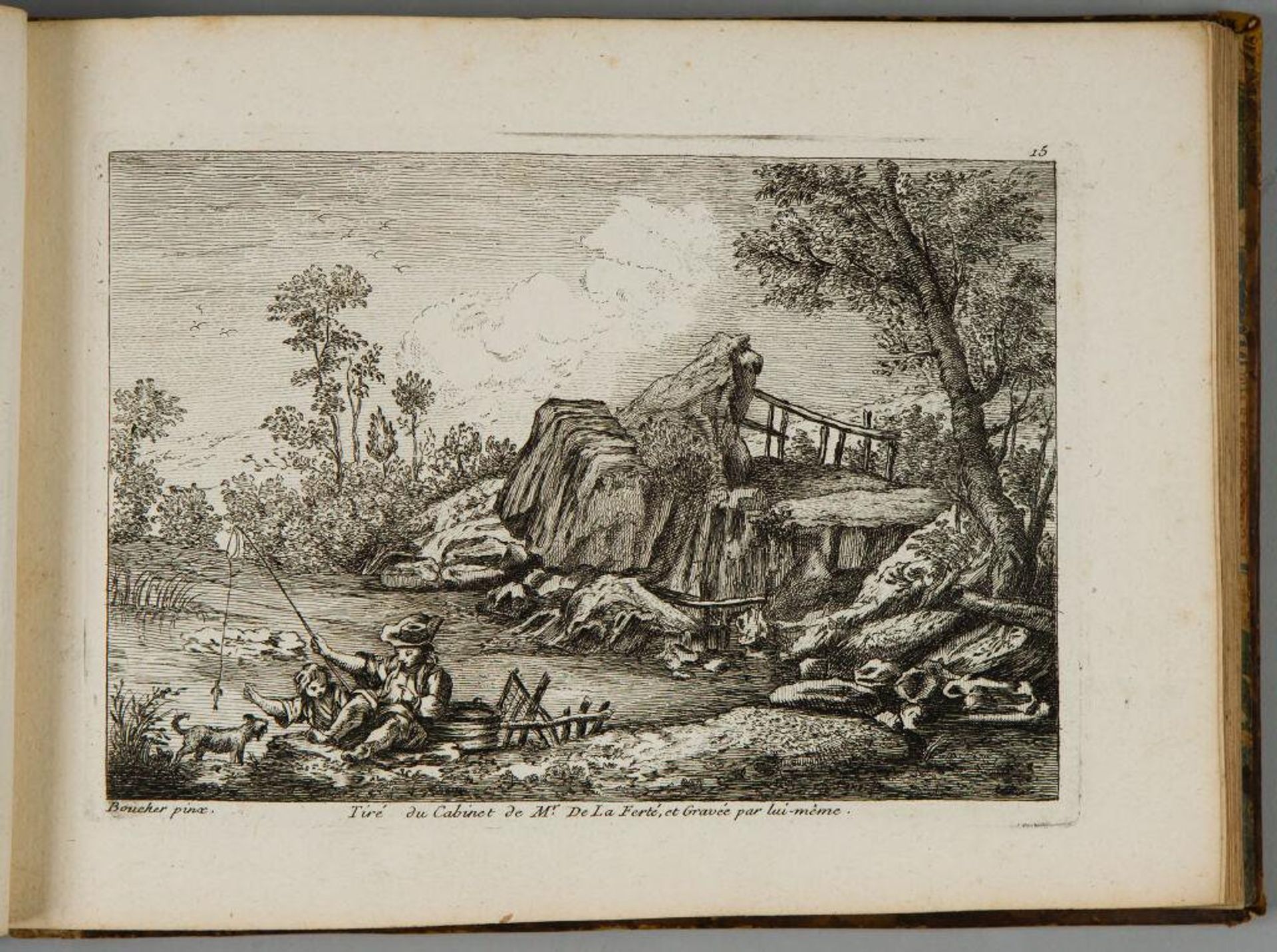 Landscape and Fisherman by Denis-Pierre-Jean Papillon de la FertÃ©