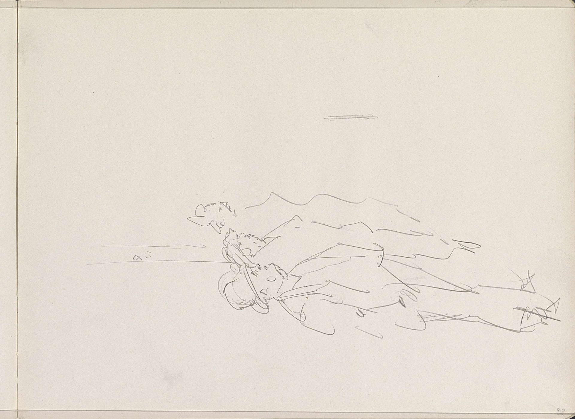 Twee staande vrouwen en een man op een rij by Isaac Israels