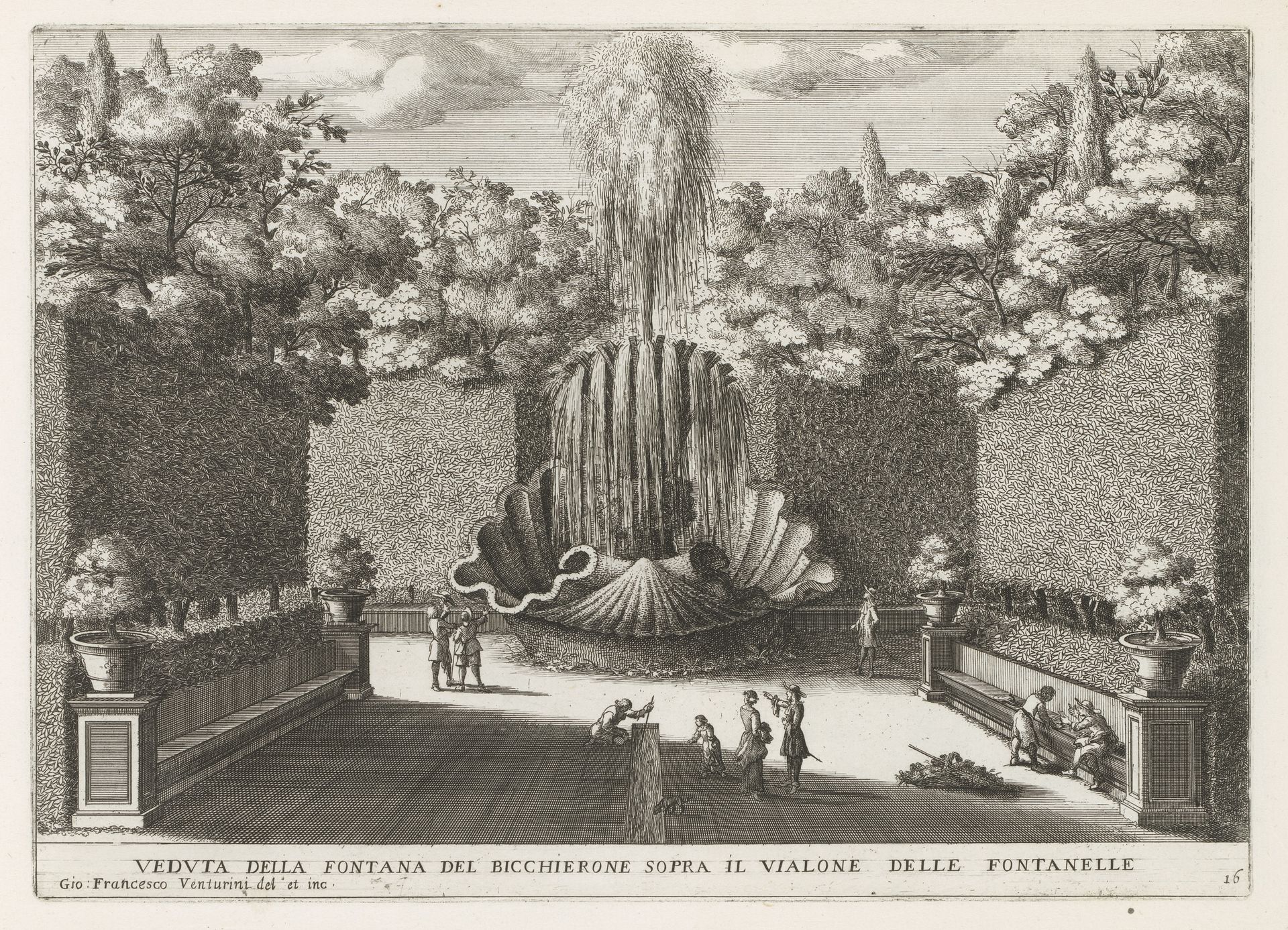 Fontana del Bicchierone in de tuinen van de Villa d'Este te Tivoli by Giovanni Francesco Venturini