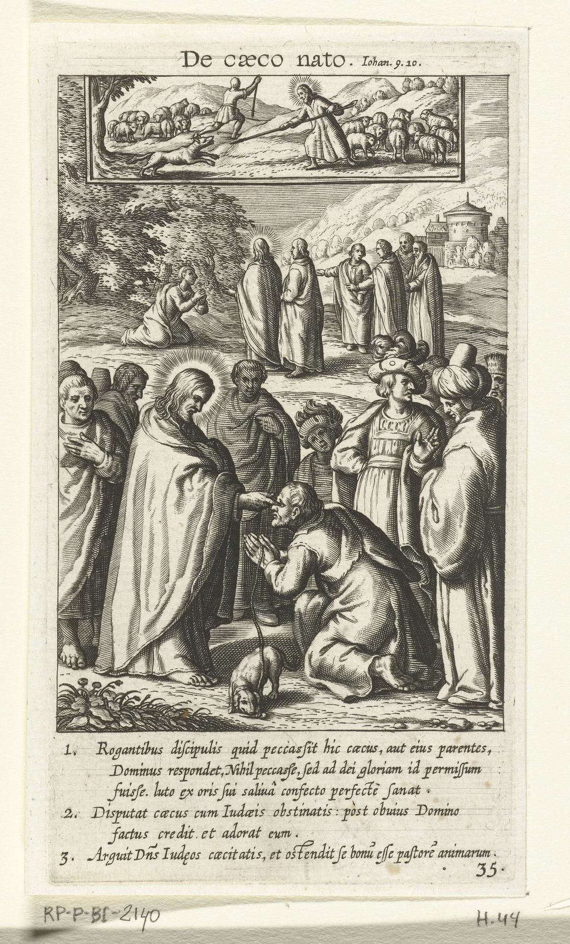 Christus geneest een man die blind geboren is by Boëtius Adamsz. Bolswert