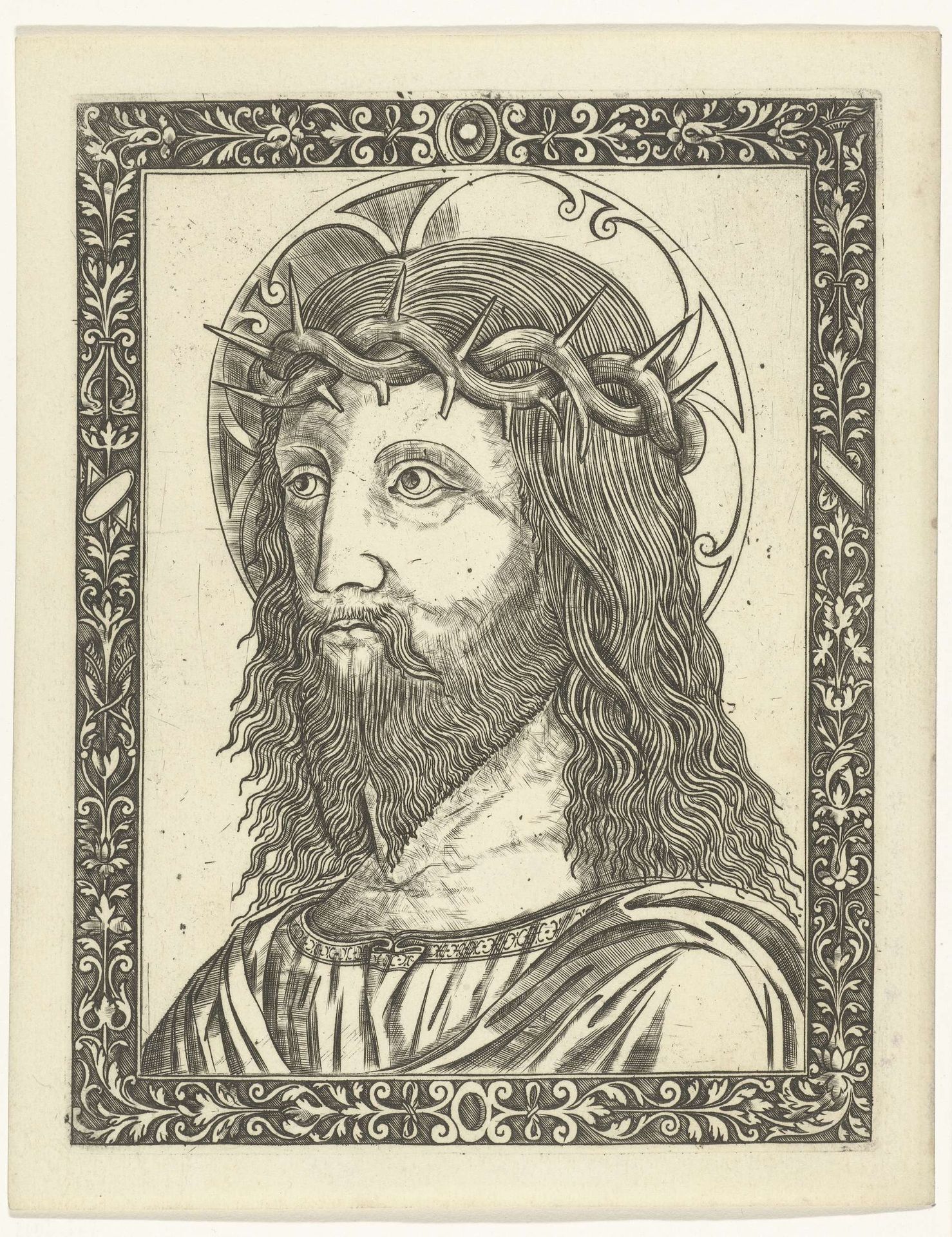 Hoofd van Christus met doornenkroon in omlijsting by Giampietrino Birago