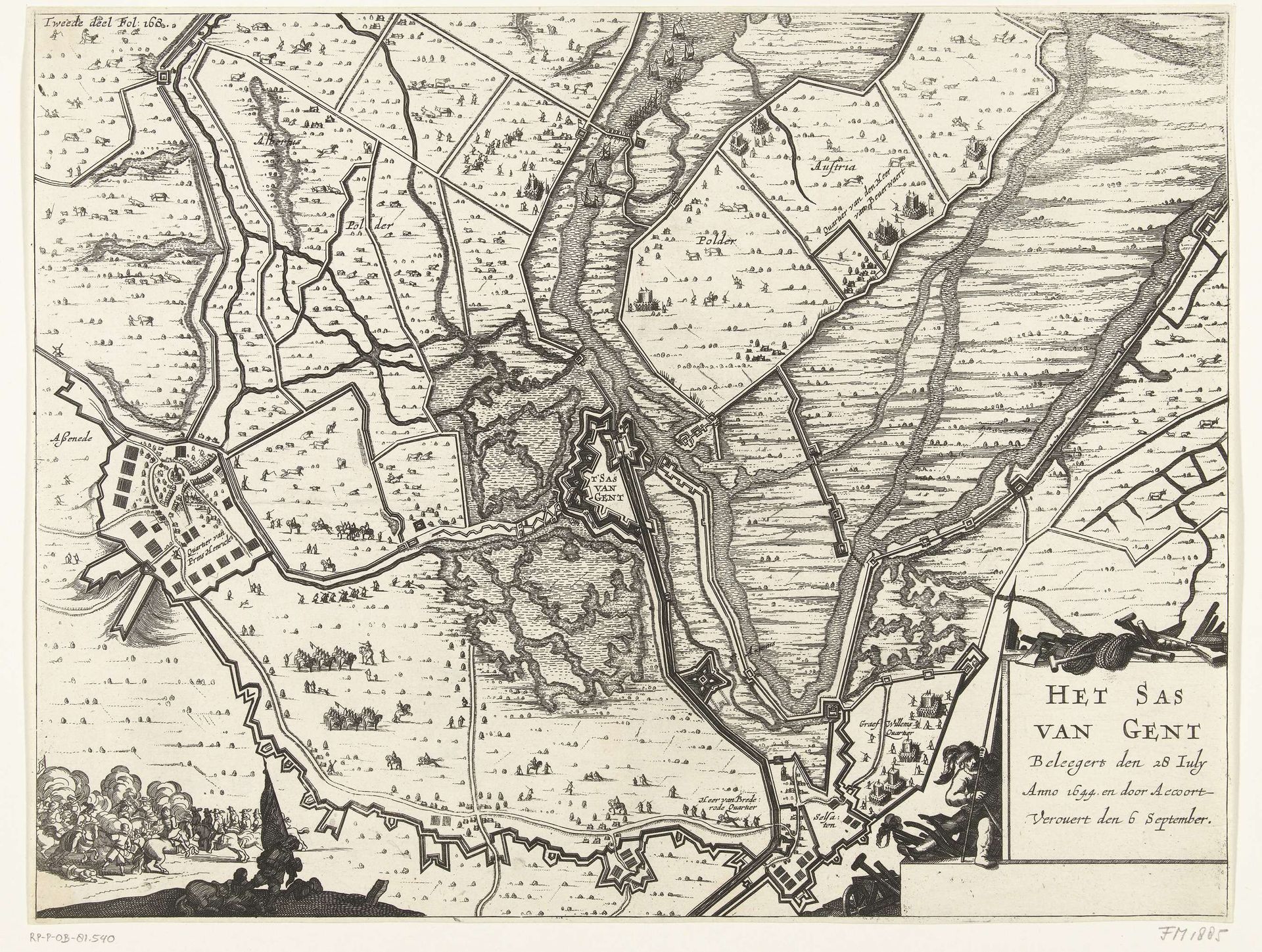 Kaart van beleg en verovering van Sas-van-Gent, 1644 by Anonymous