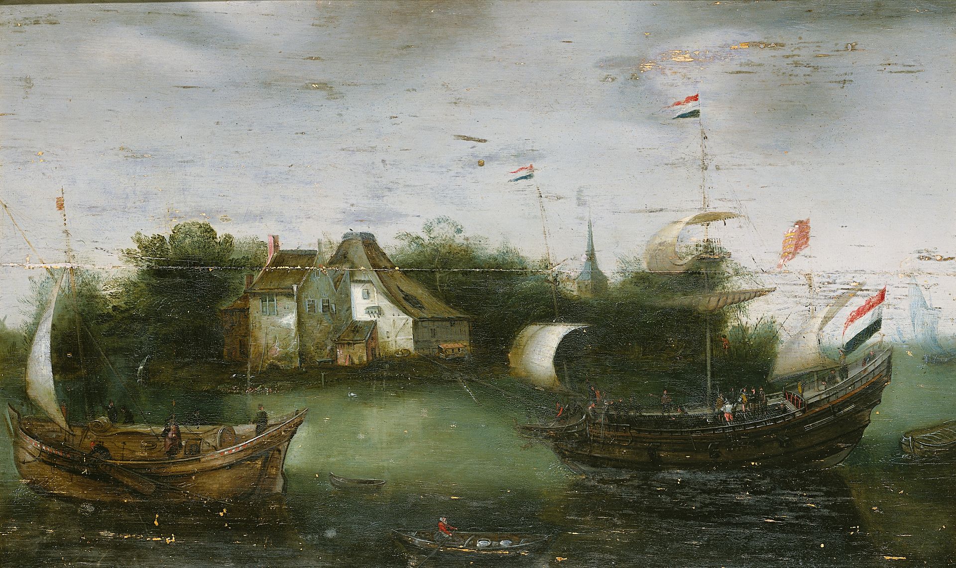 A Sea-going Vessel Sailing into an Inland Waterway by Anonymous
