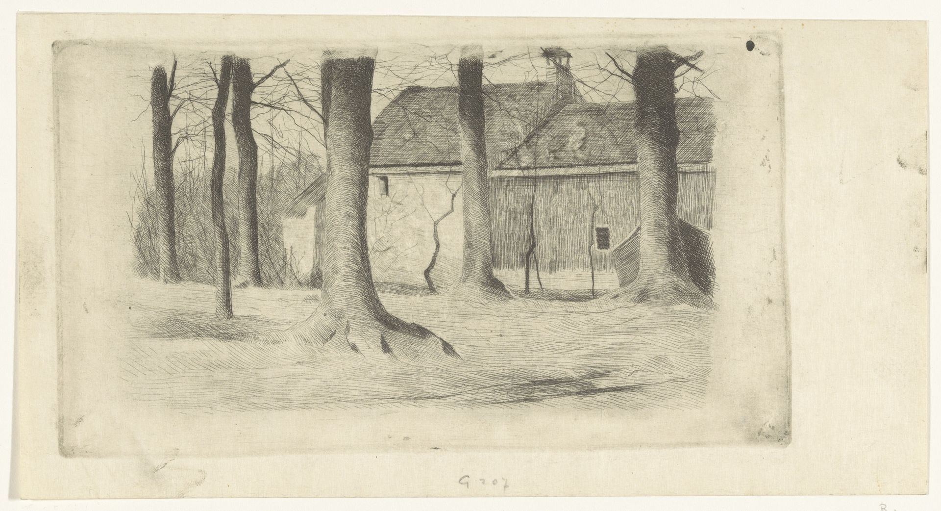 Bomen bij een huis by Willem Witsen