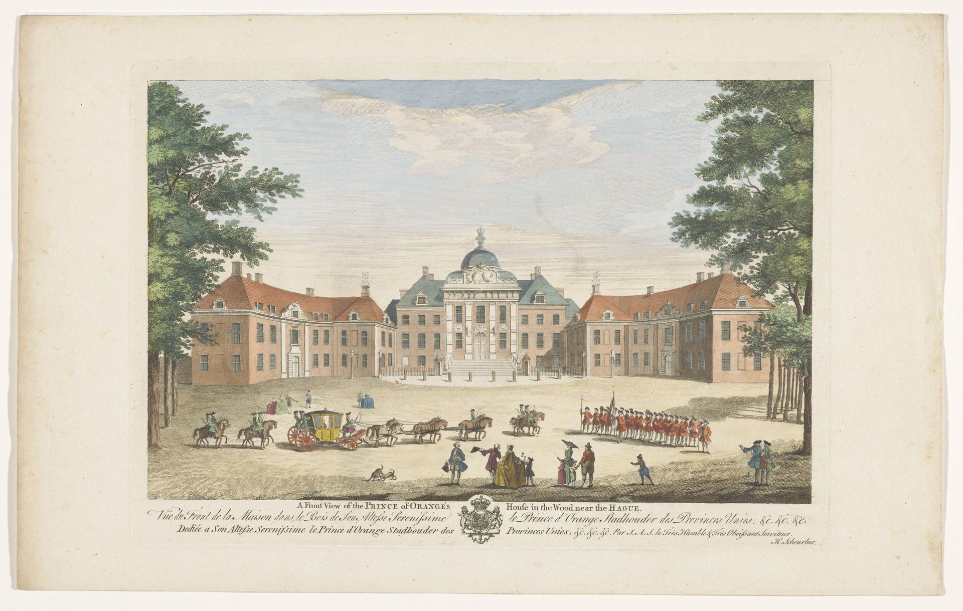 Gezicht op de voorzijde van het Paleis Huis ten Bosch te Den Haag by Hendrik Scheurleer