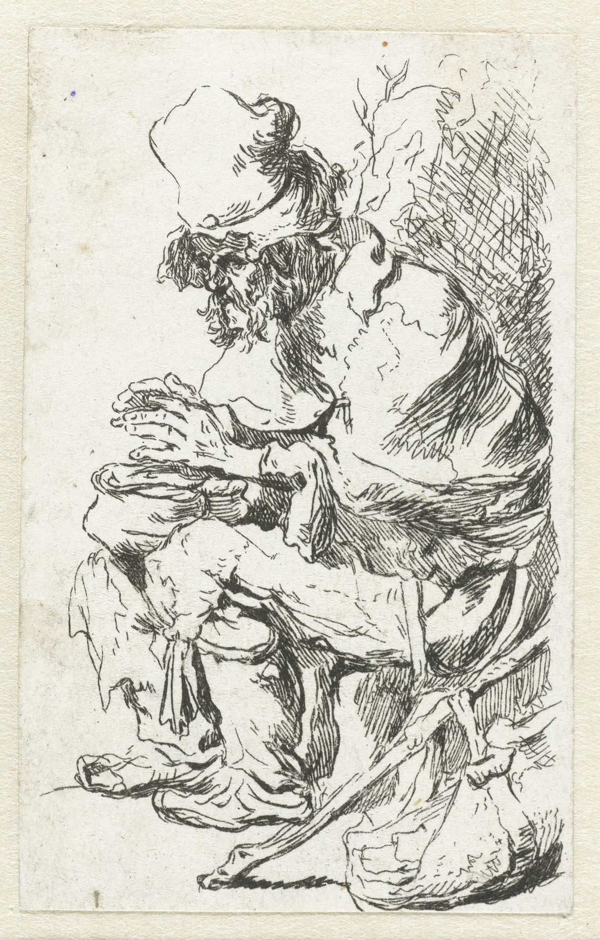 Beggar seated warming his hands at a chafing dish by Francesco Novelli