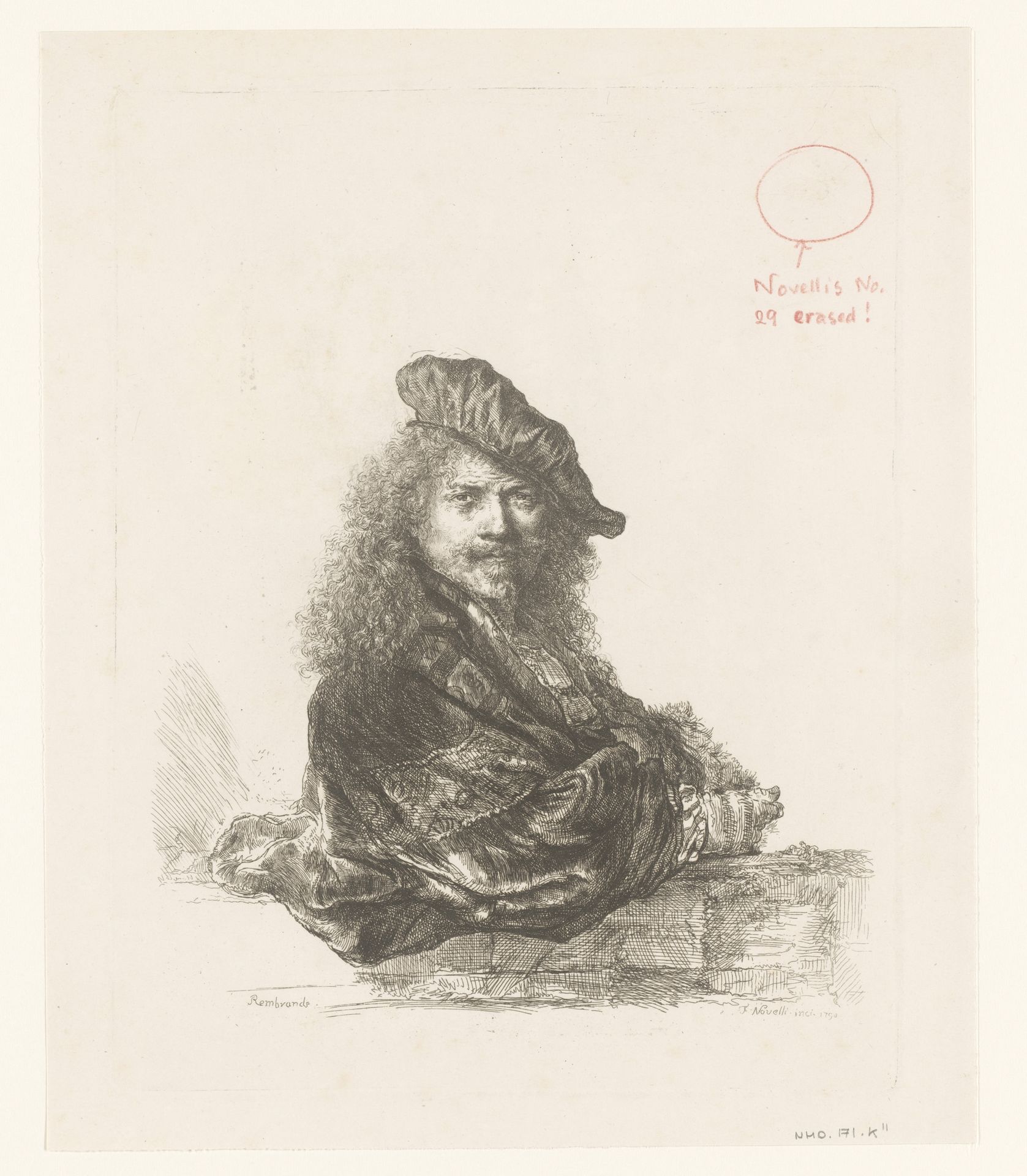Self-portrait leaning on a stone sill by Francesco Novelli