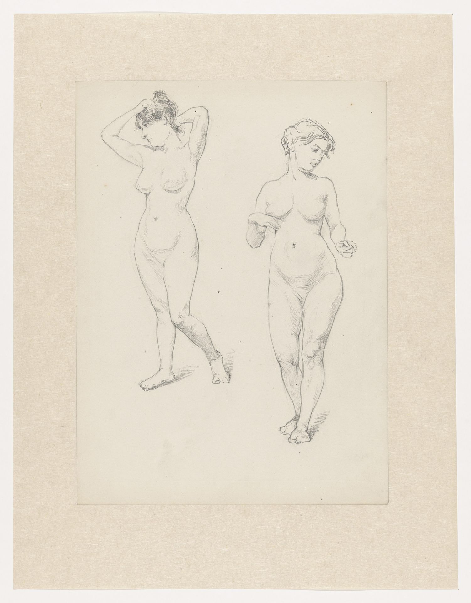 Twee staande vrouwelijke naakten by Martinus van Regteren Altena