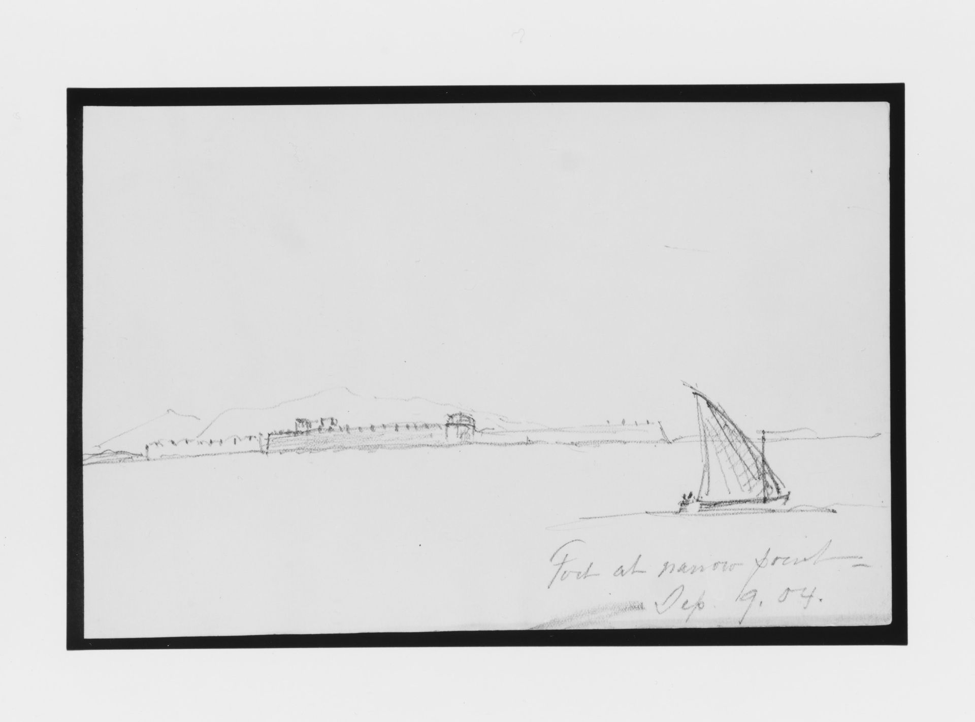 Mountains and Fort along Coast (from Sketchbook) by Mary Newbold Sargent