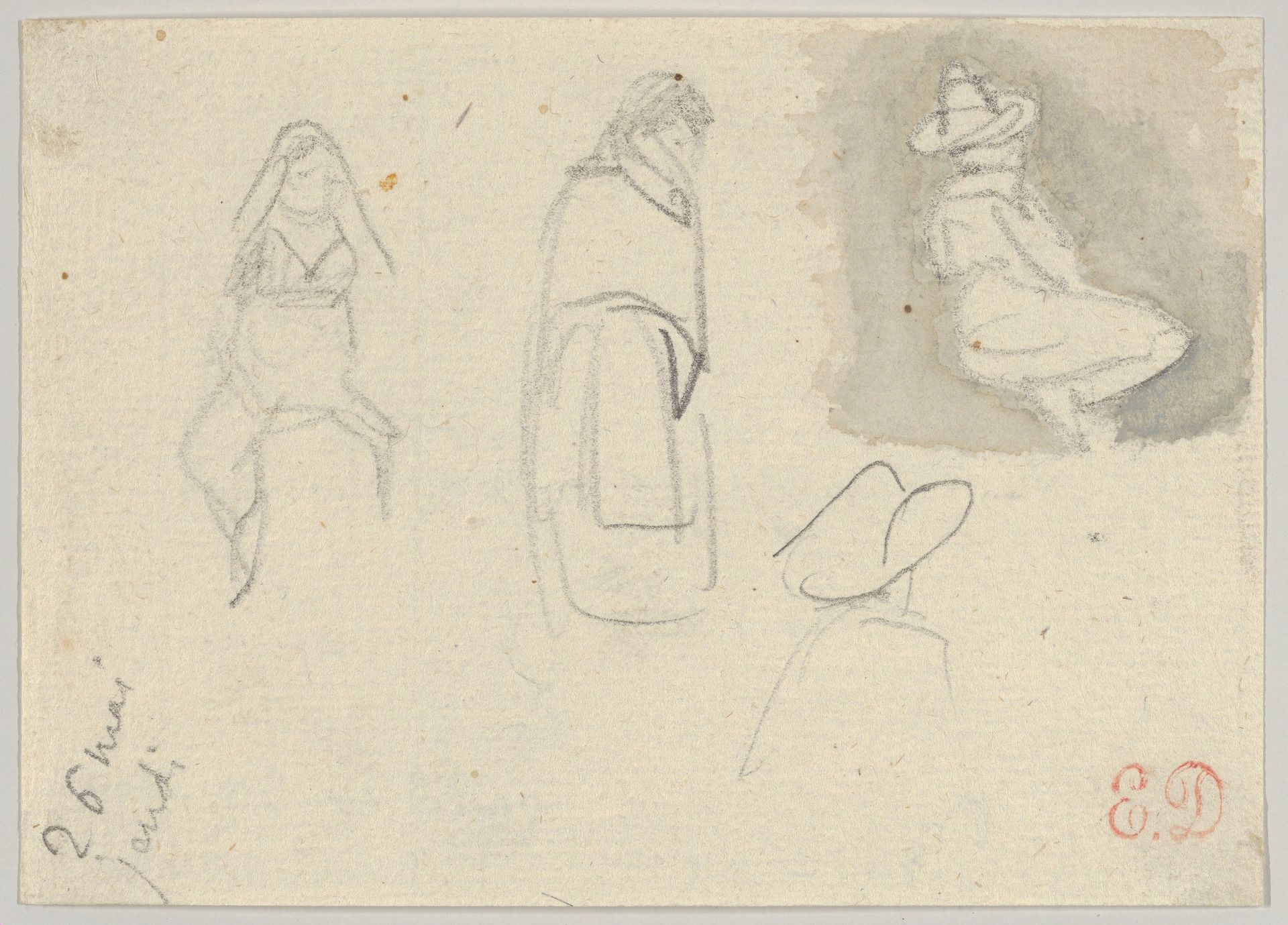Sketches of Four Figures, Spain by Eugène Delacroix