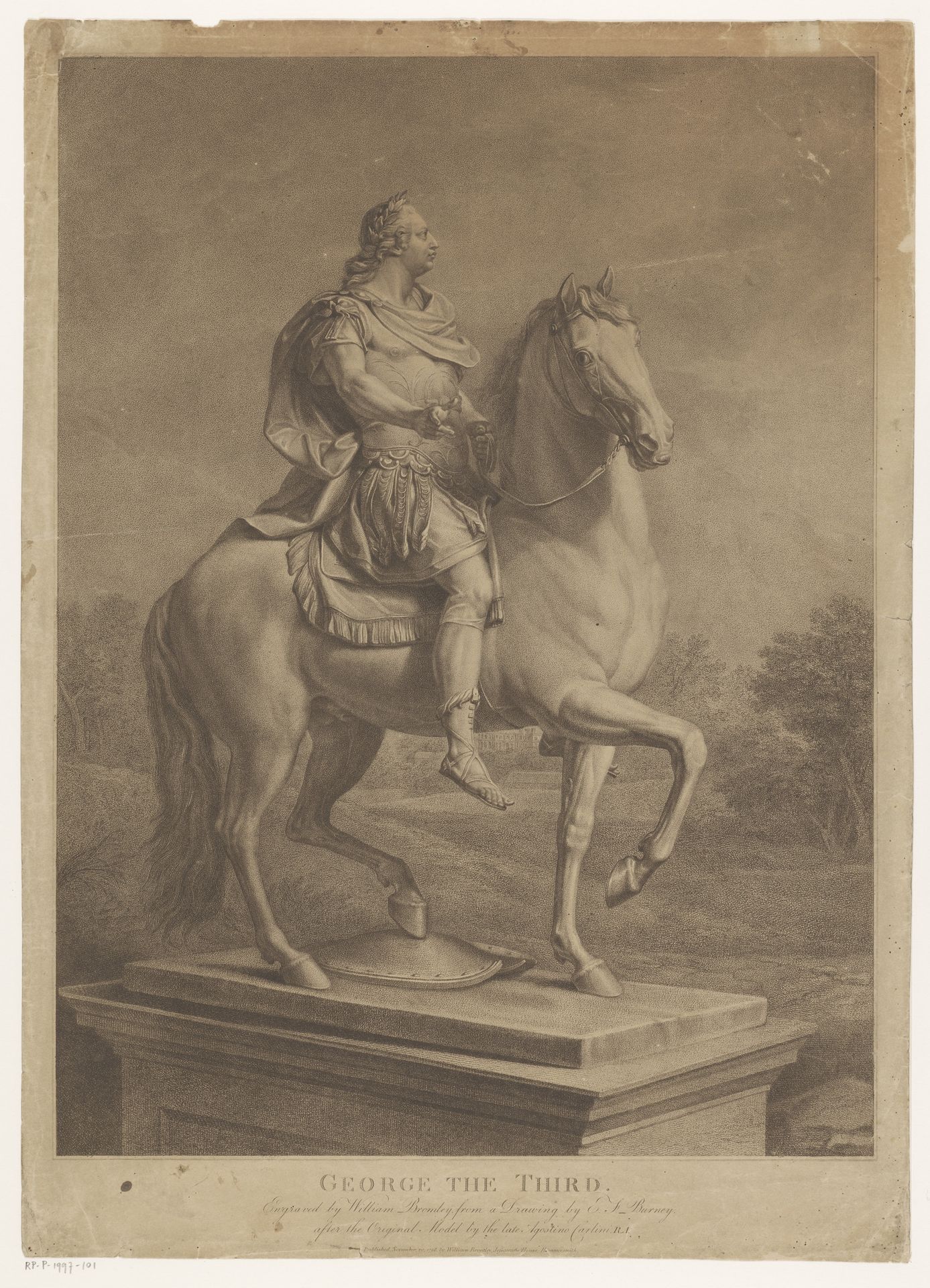 Ruiterportret van George III, koning van Engeland by William (I) Bromley