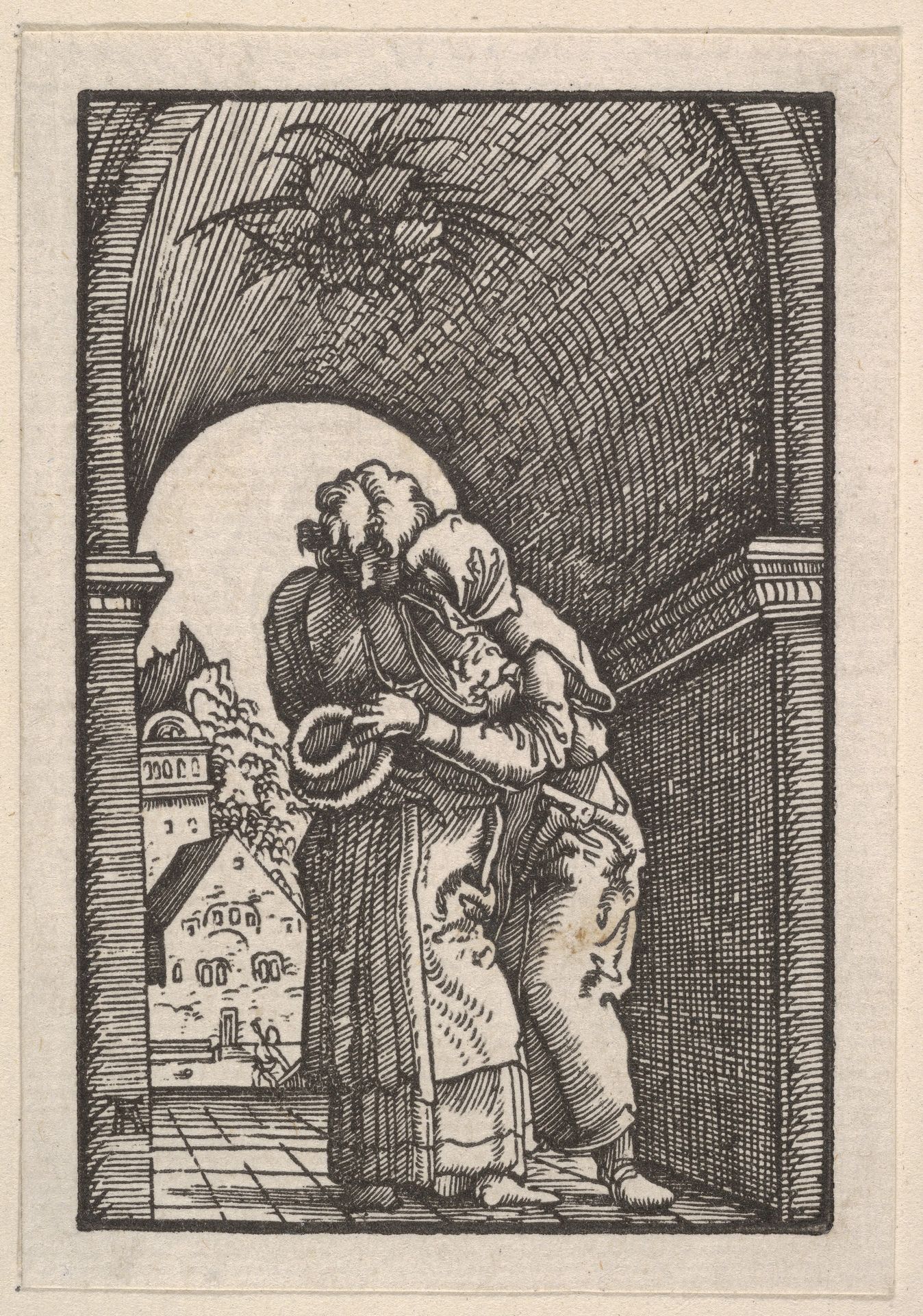 Meeting of Joachim and Anna at the Golden Gate, from The Fall and Salvation of Mankind Through the Life and Passion of Christ by Albrecht Altdorfer