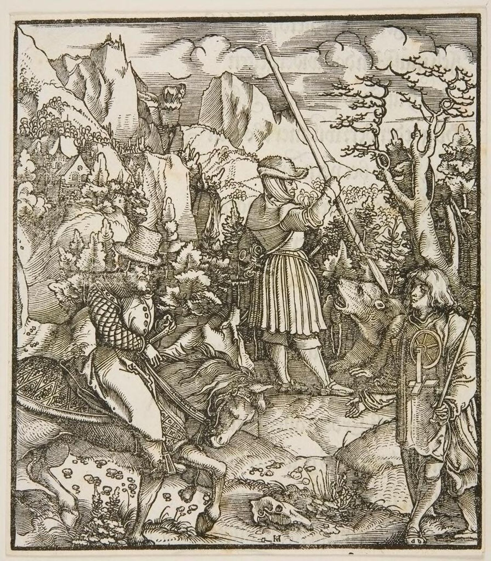 Theuerdank in Danger at a Bear Hunt (fol. p iv v.) by Hans Schäufelein