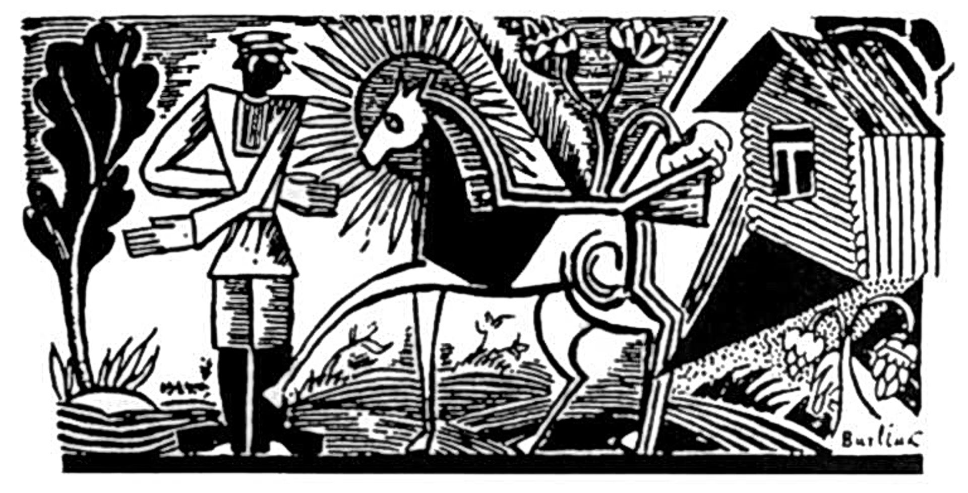 A Horse and a Groom by David Burliuk
