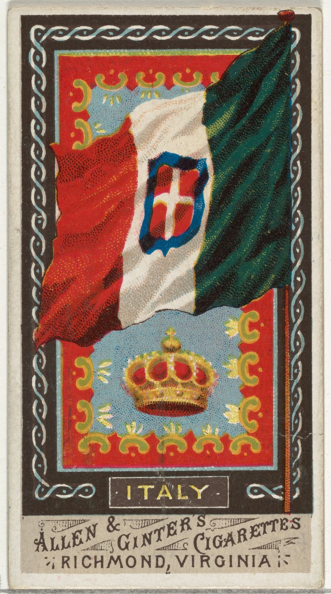 Italy, from Flags of All Nations, Series 1 (N9) for Allen & Ginter Cigarettes Brands by Allen & Ginter