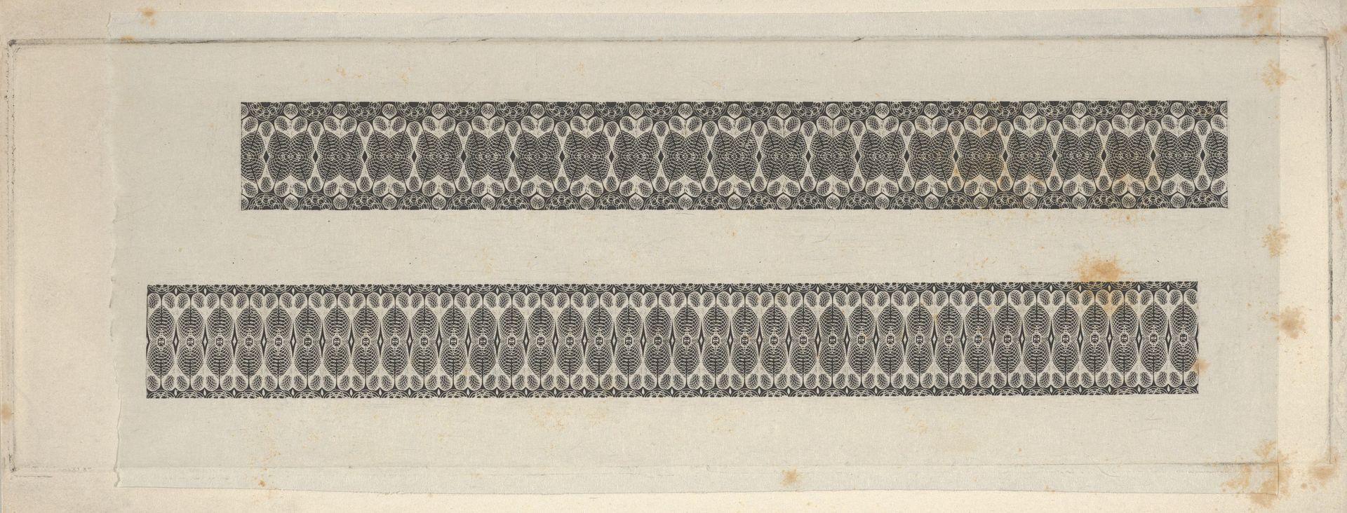 Banknote motifs: two bands of lathe work ornament by Cyrus Durand