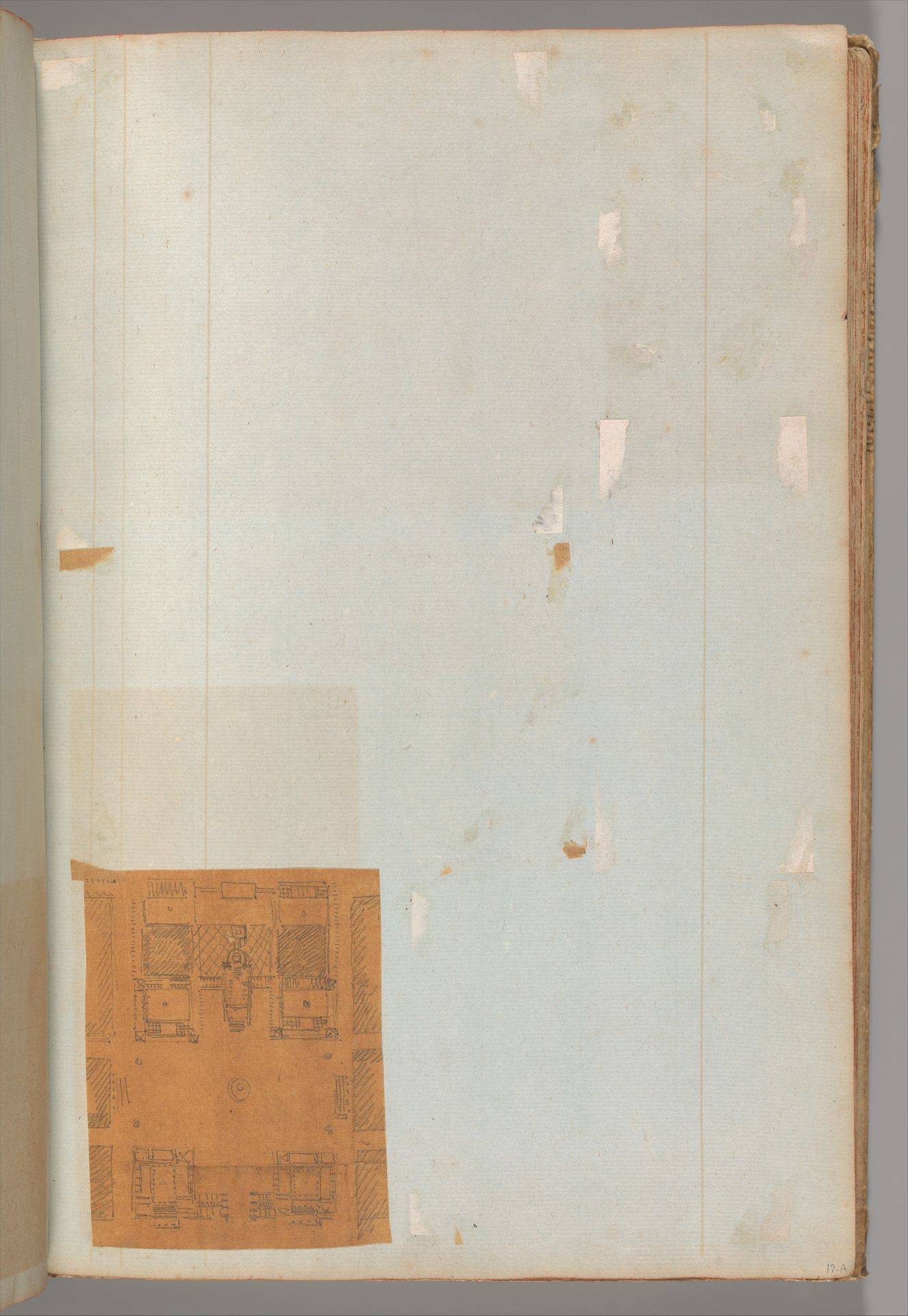 Page from a Scrapbook containing Drawings and Several Prints of Architecture, Interiors, Furniture and Other Objects by Charles Percier