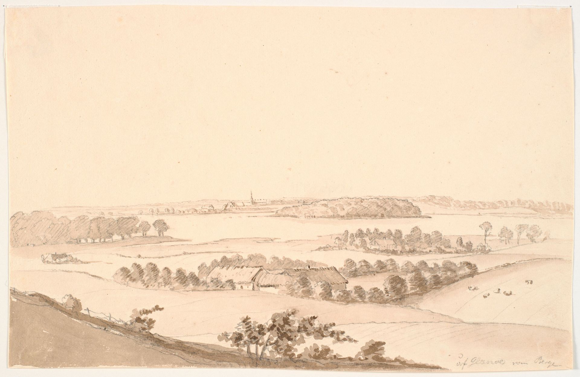 Landskab med vid udsigt. Glænø by J.P. Møller
