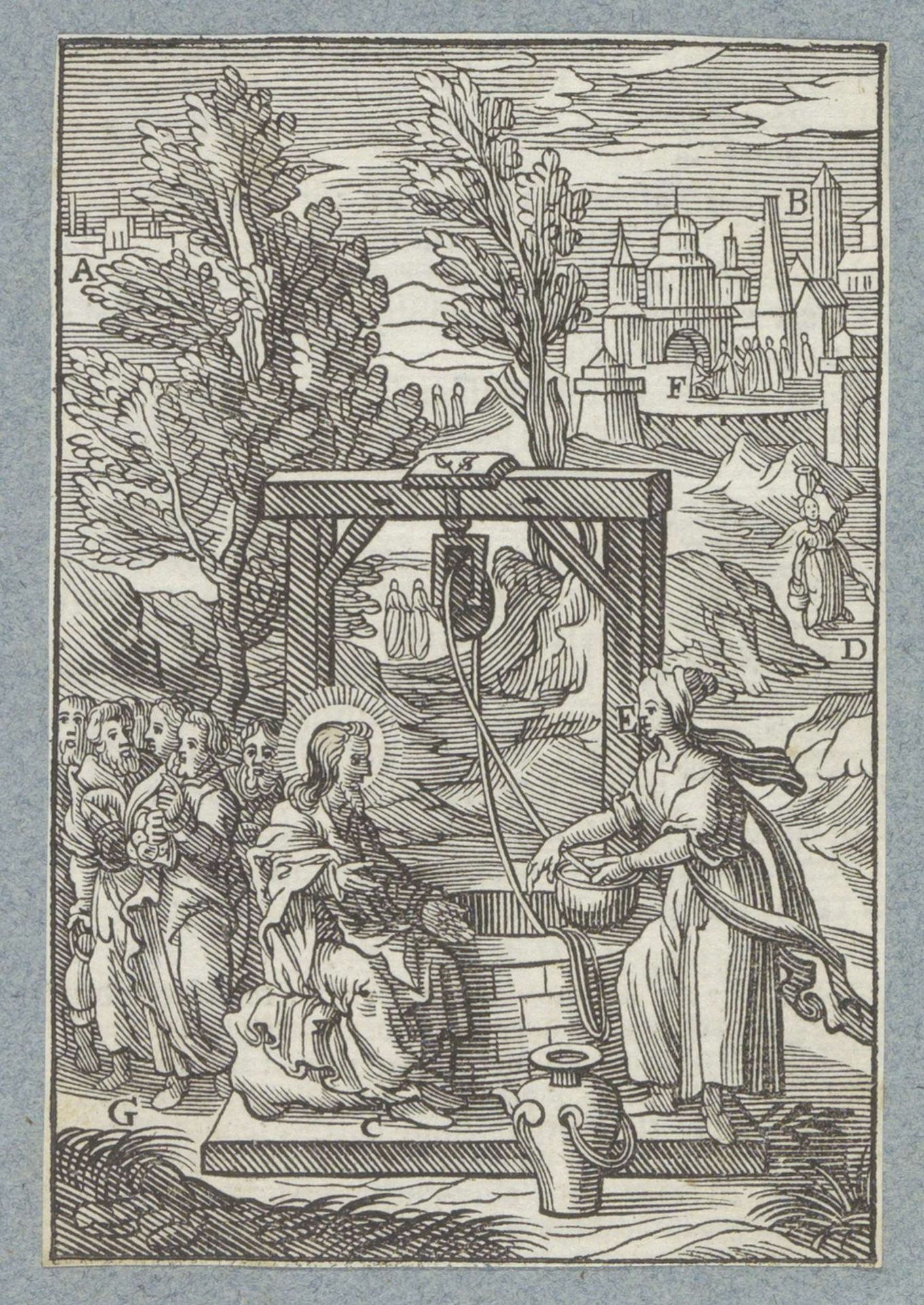 Christus en de Samaritaanse vrouw bij de put by Christoffel van (II) Sichem