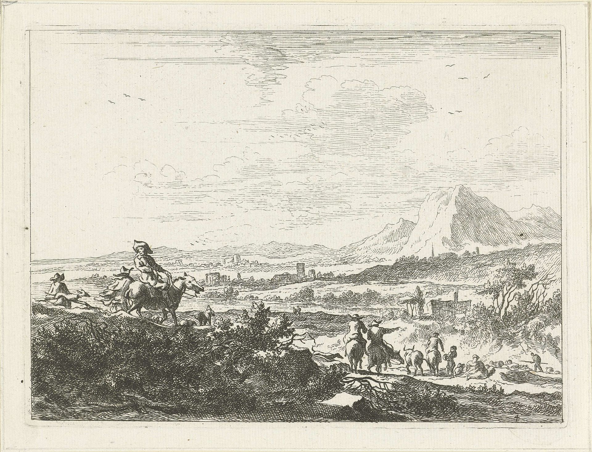 Landschap met ruiters by Johannes Gronsveld
