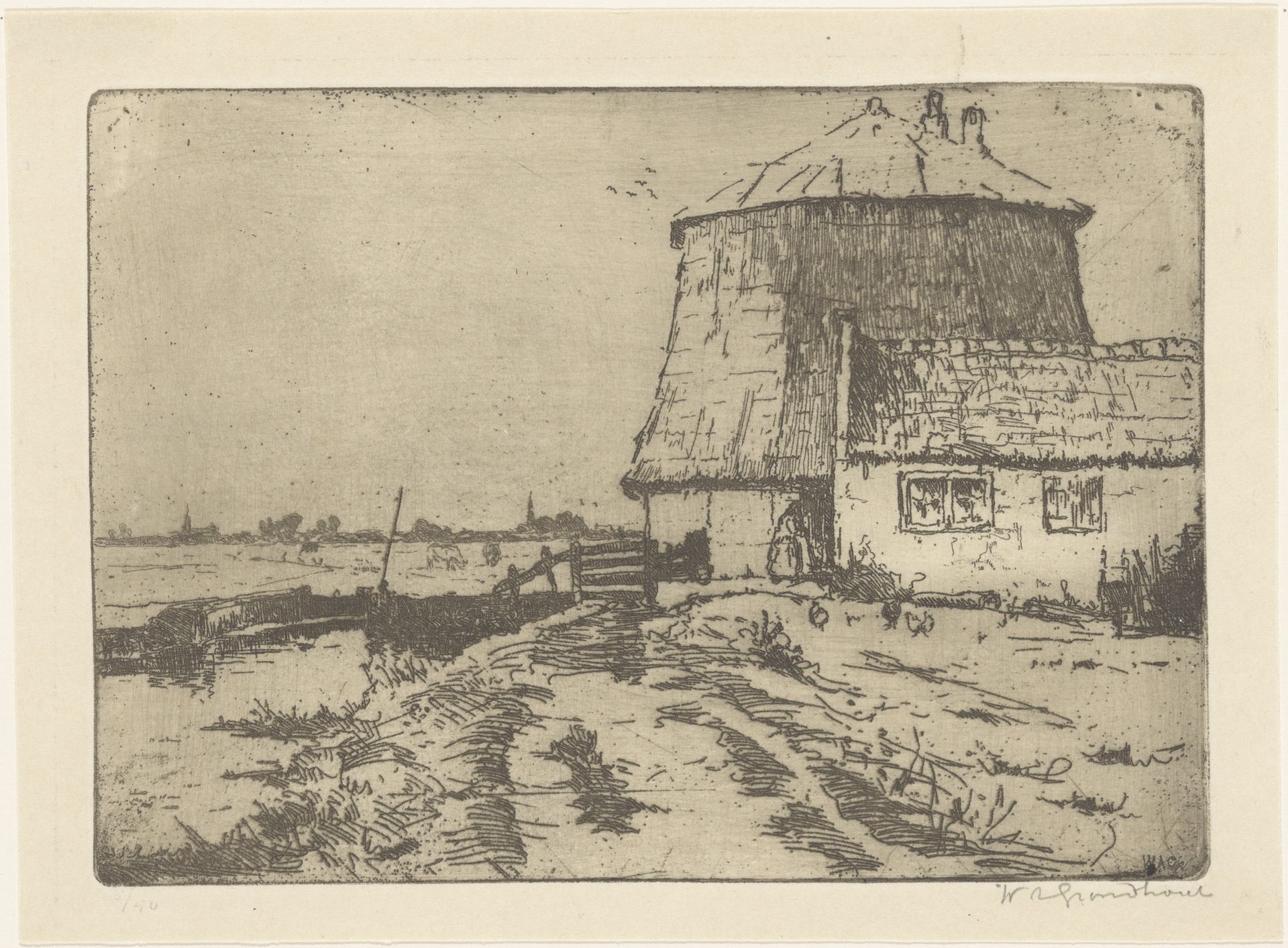 Molen zonder wieken in Voorburg by Willem Adrianus Grondhout