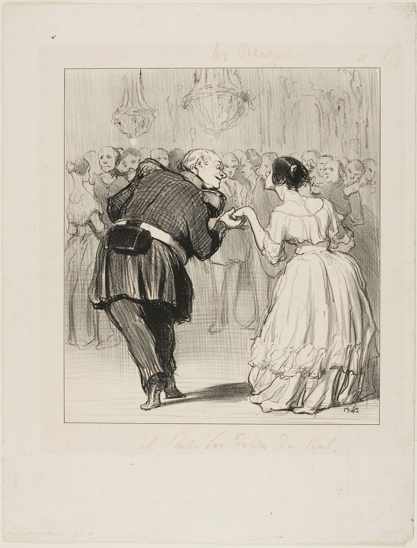 He delights in the ball, plate 10 from Les Banqueteurs by Honoré Daumier