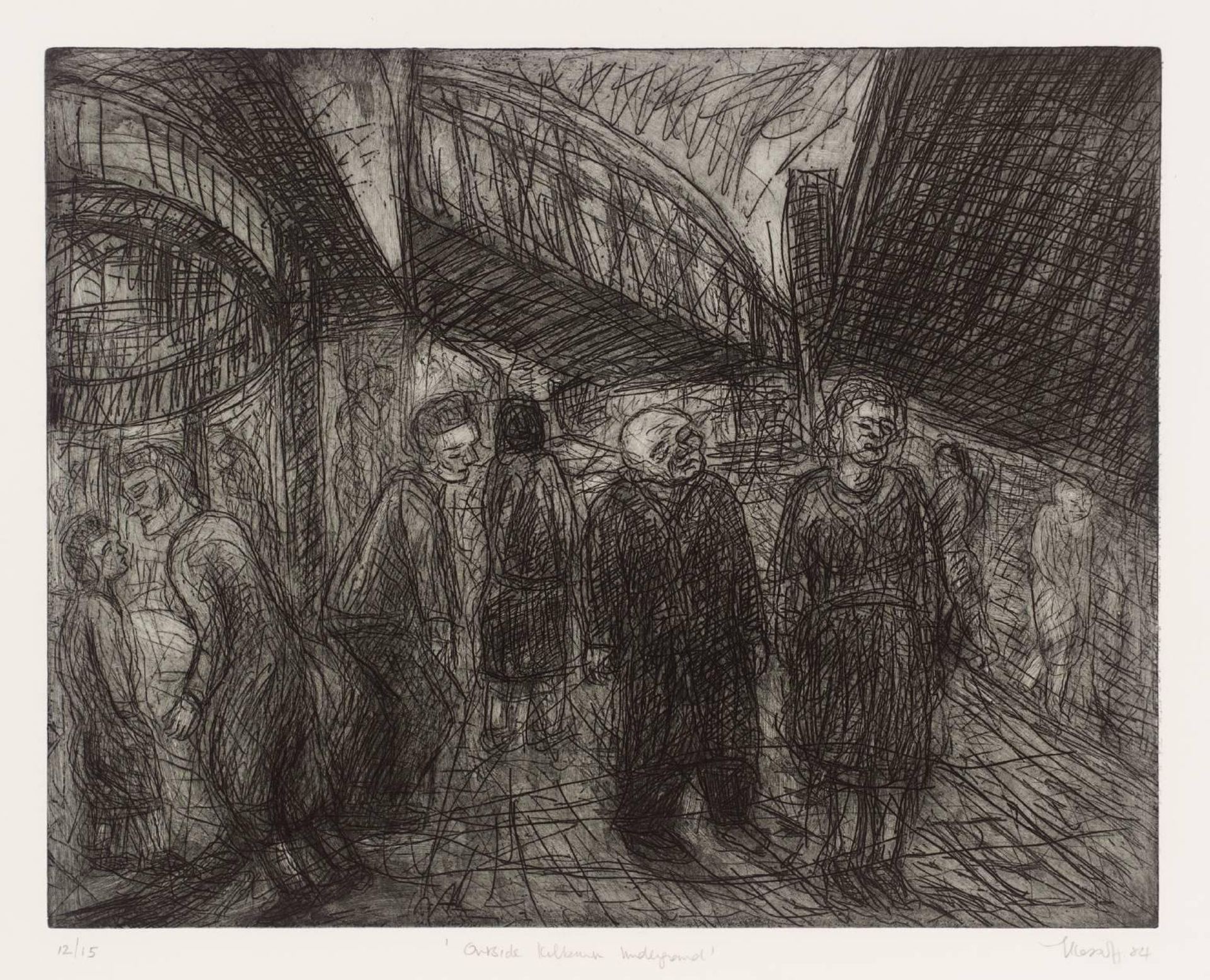 Outside Kilburn Underground by Leon Kossoff