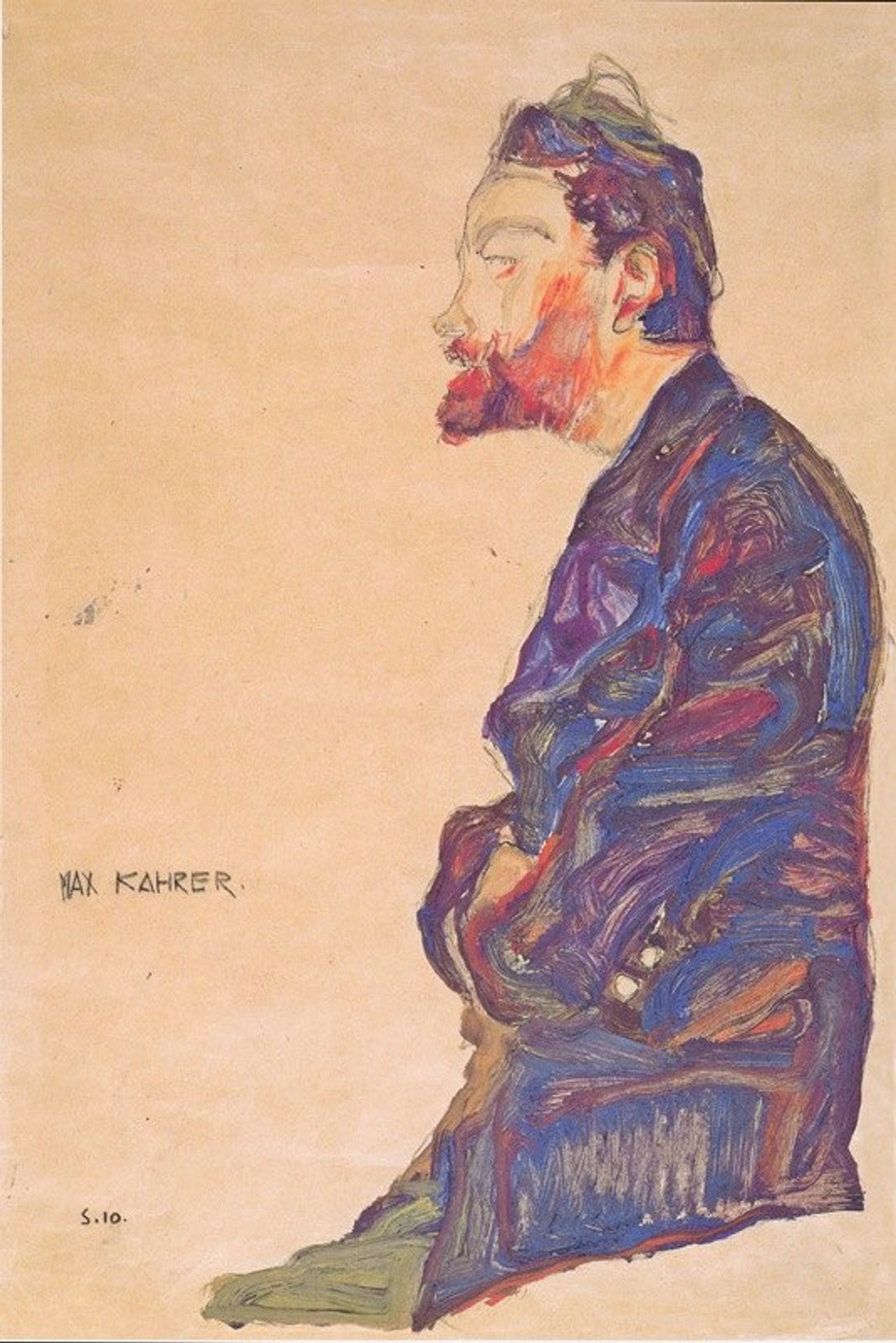 Max Kahrer im Profil by Egon Schiele