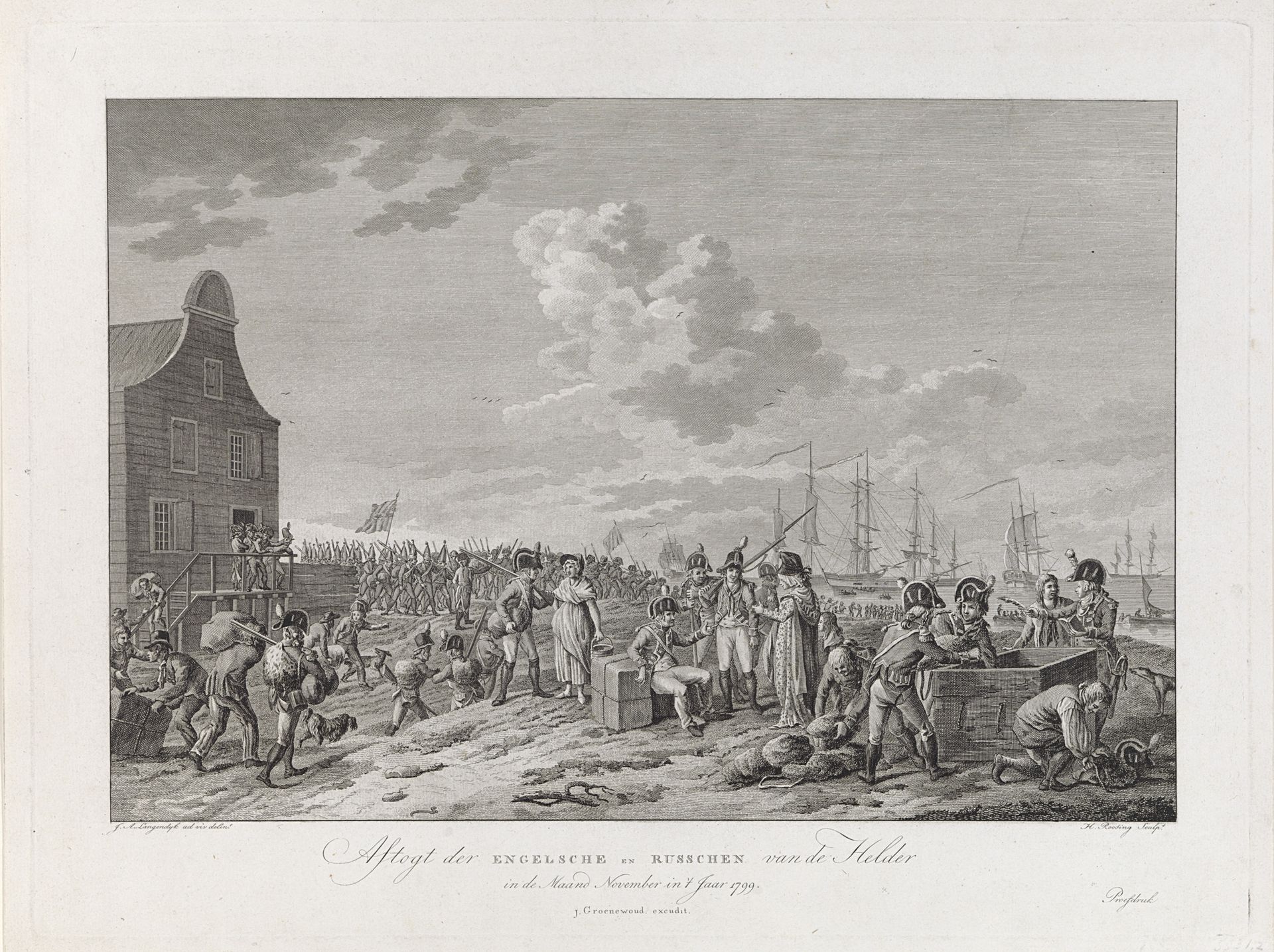 Aftocht van de Britten en Russen uit Den Helder, 1799 by Hendrik Roosing