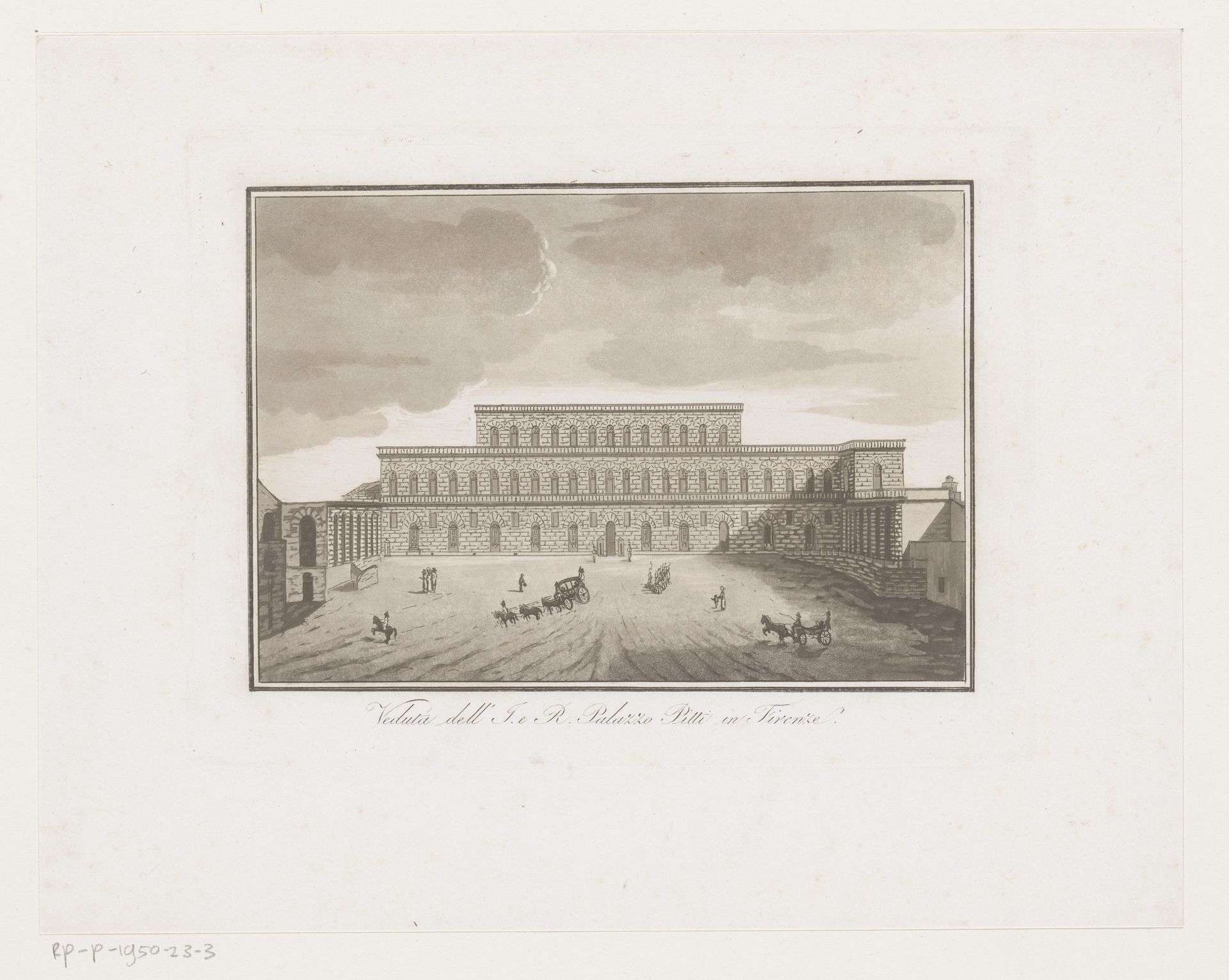 Gezicht op het Palazzo Pitti in Florence by Giuseppe Molini