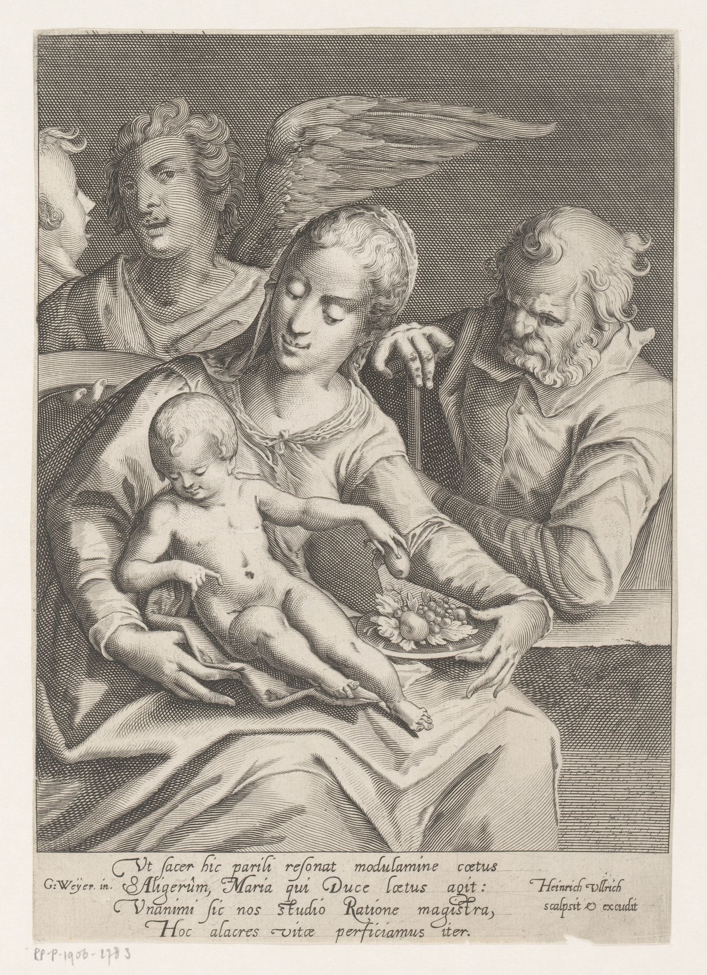Heilige familie met engelen by Heinrich Ulrich