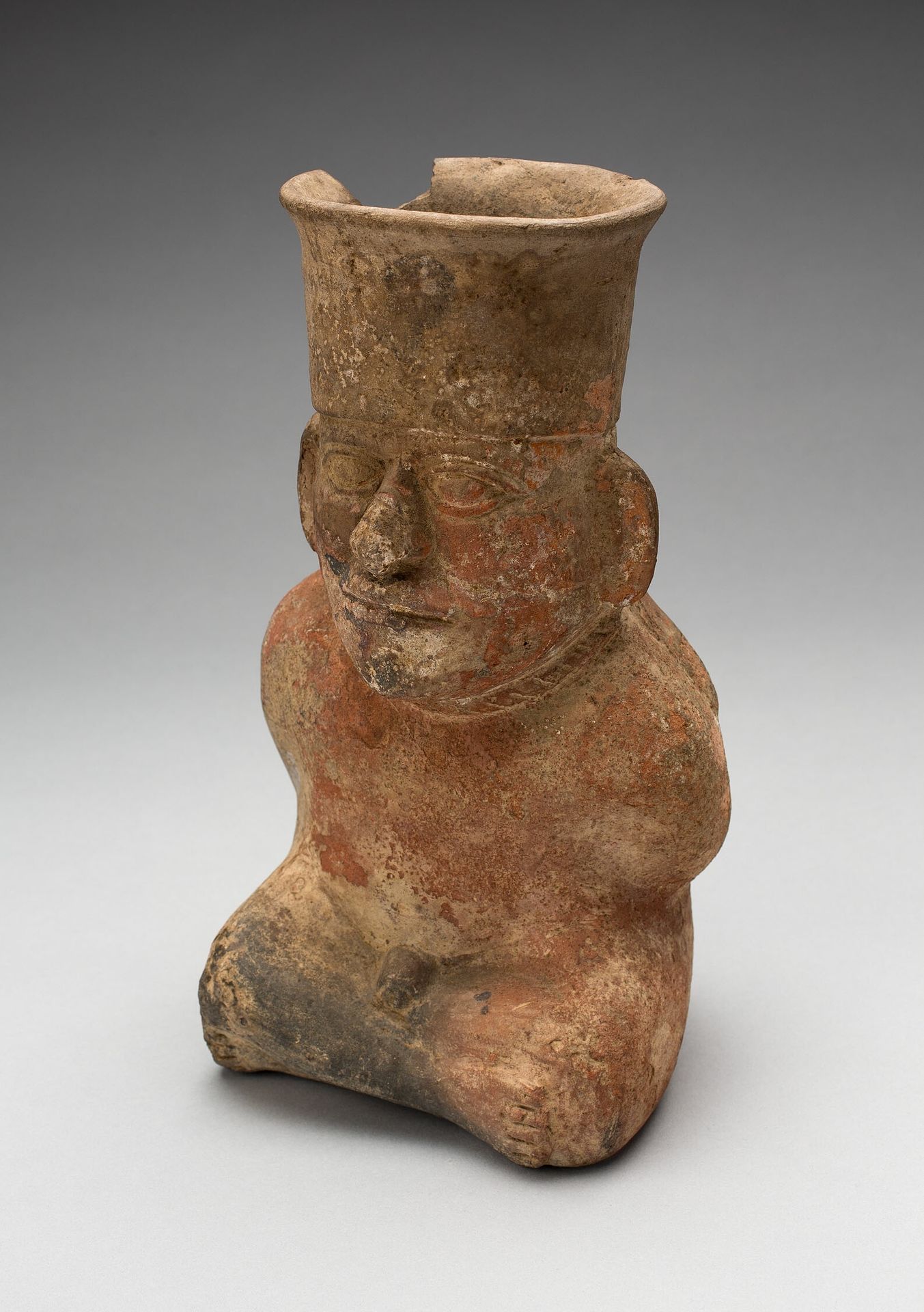 Jar in the Form of a Captive with Modeled Head, Rope Encircling Neck, and Tied Hands by Moche