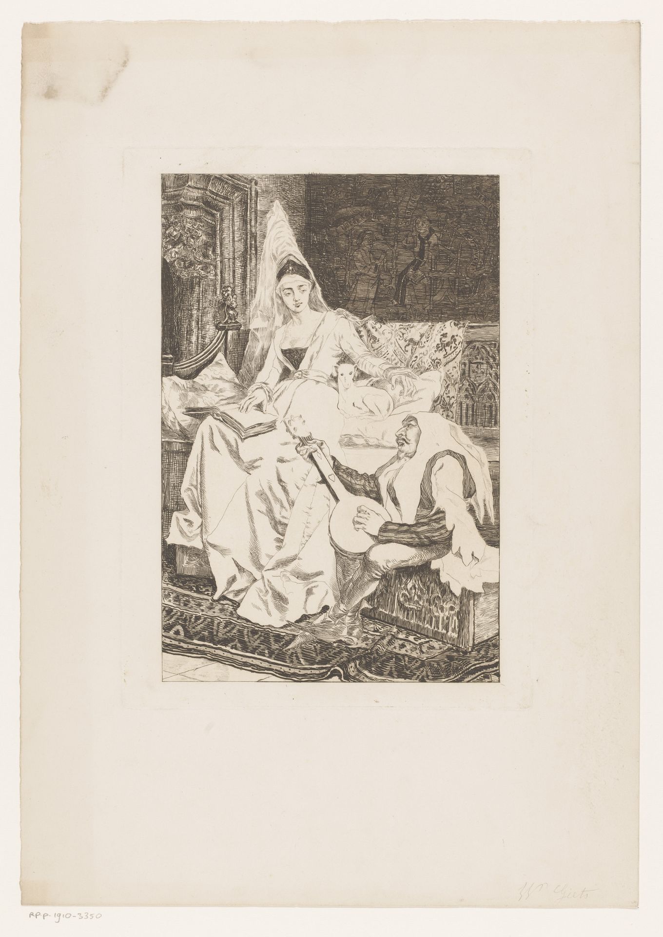 Jonkvrouw en minstreel by Willem Geets