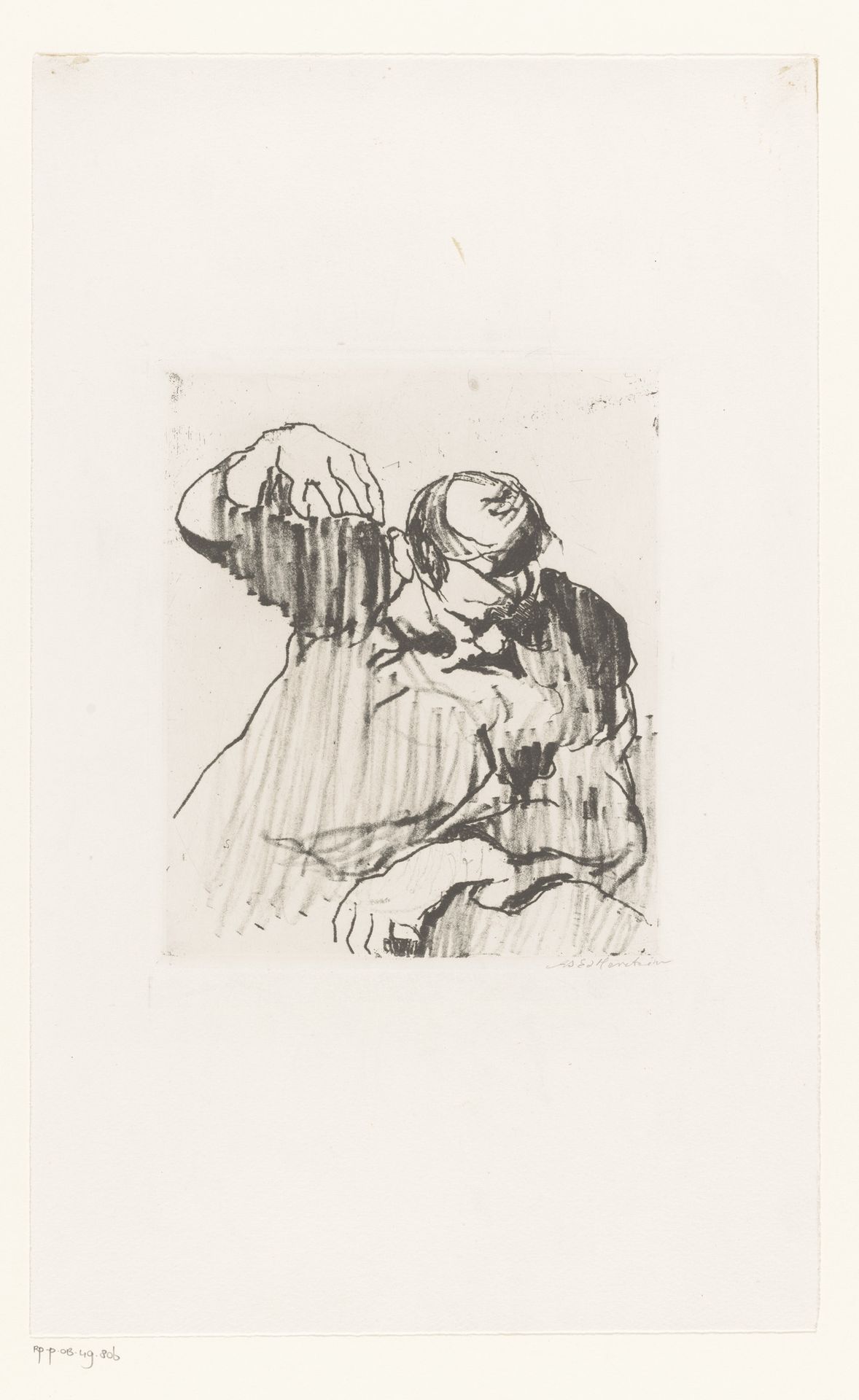 Man met gebogen hoofd en opgeheven hand by Adolf Eduard Herstein